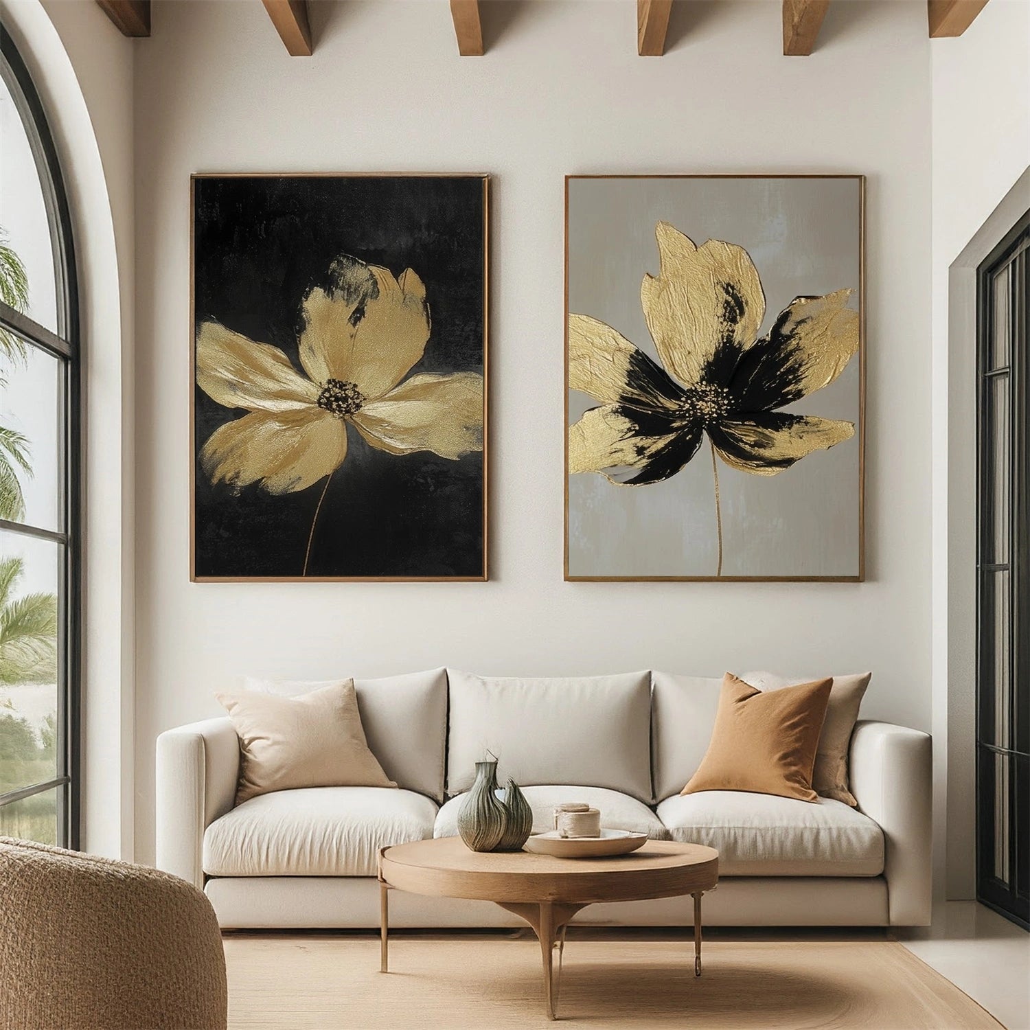 Flower & Tree Abstract Textured Canvas Set of 2 # FT 371