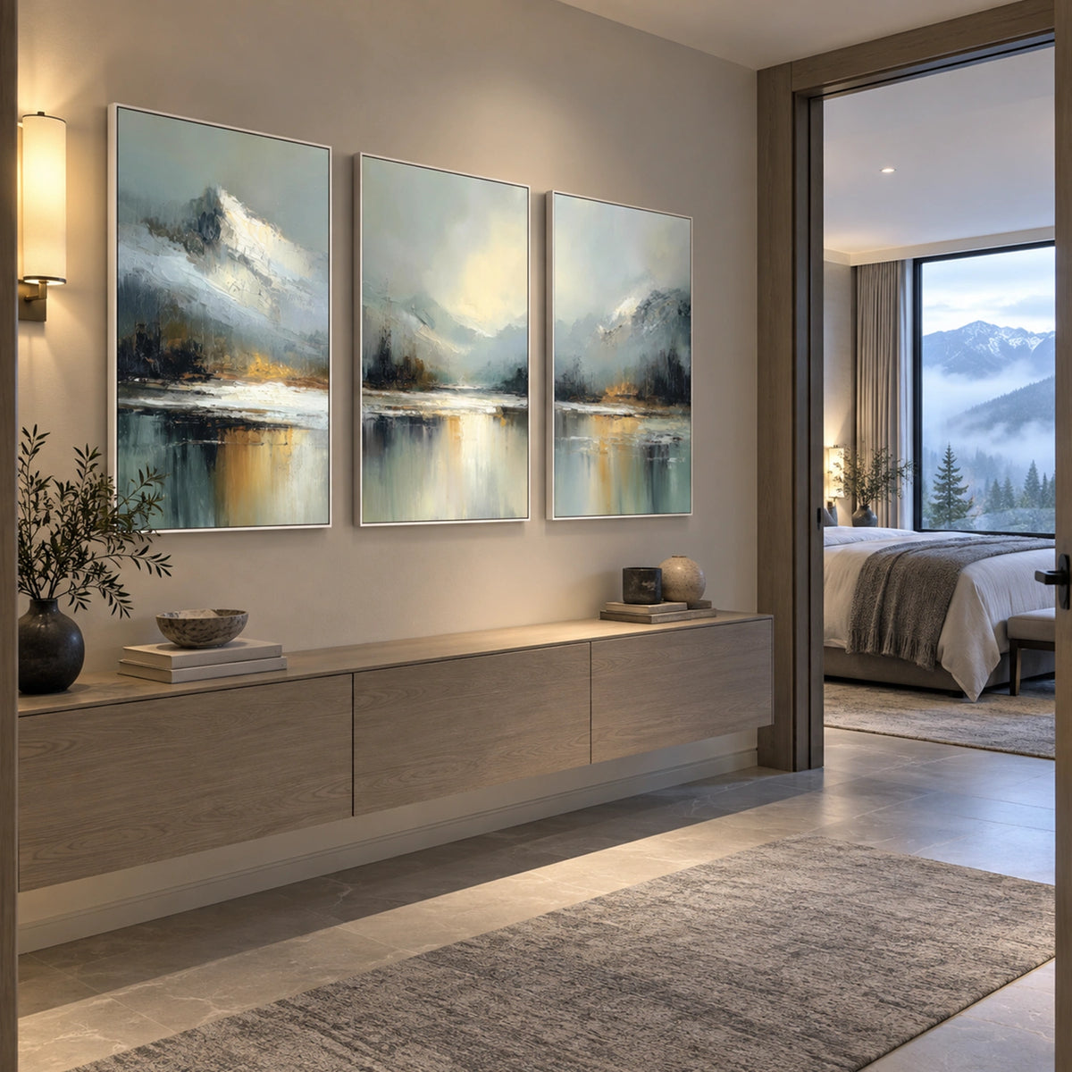 Ocean And Sky Abstract Canvas Art Set of 3 #OS480