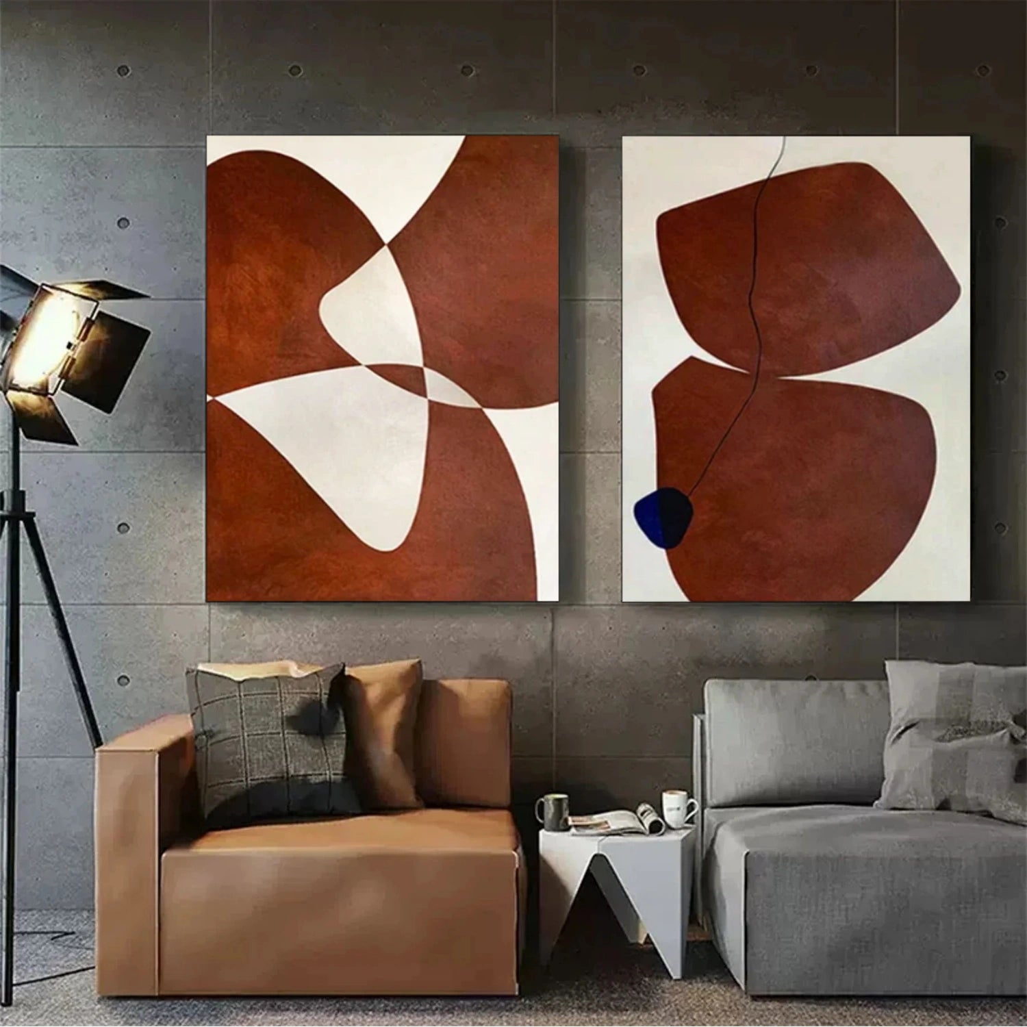 Beige & Brown Abstract Set of 2 #BB113