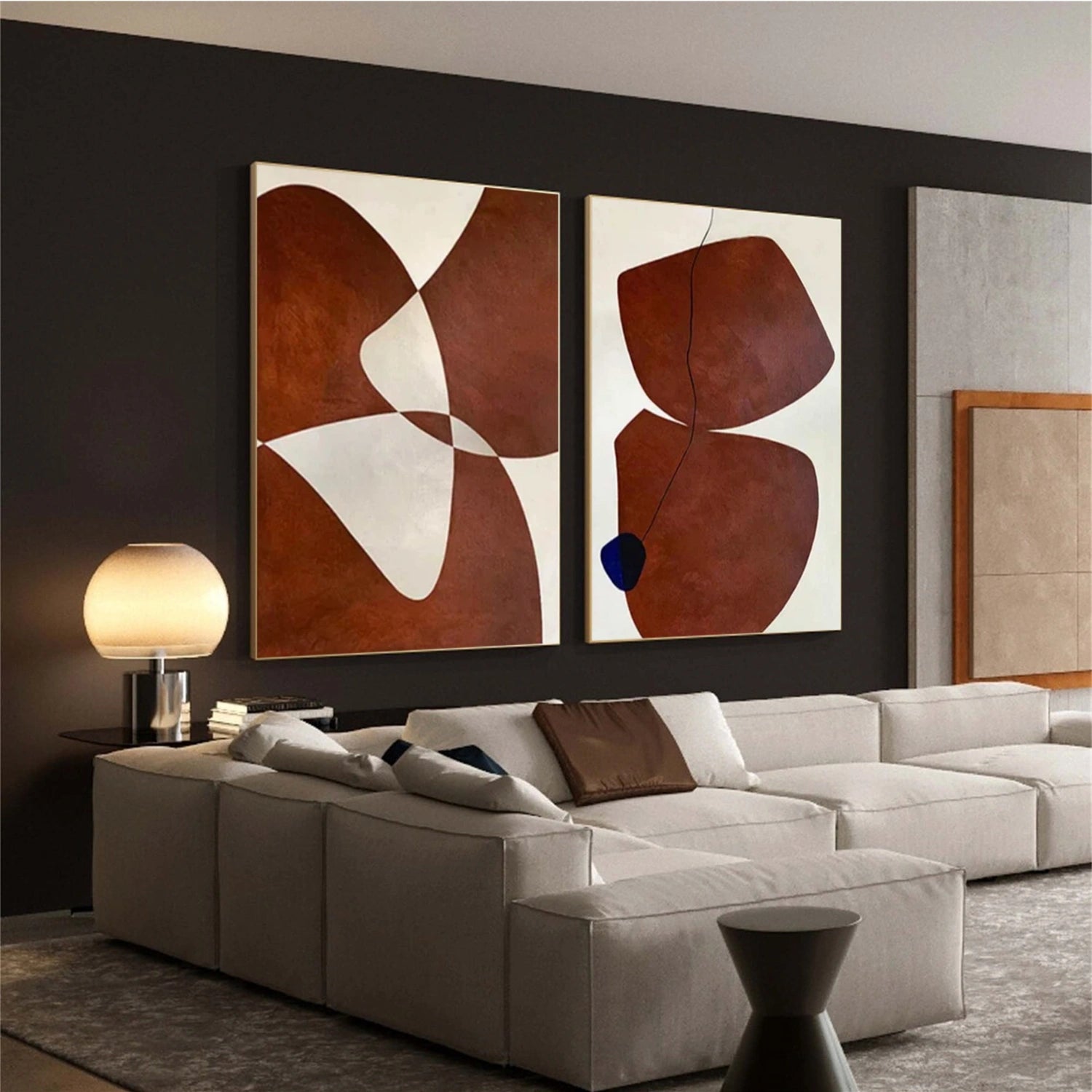 Beige & Brown Abstract Set of 2 #BB113