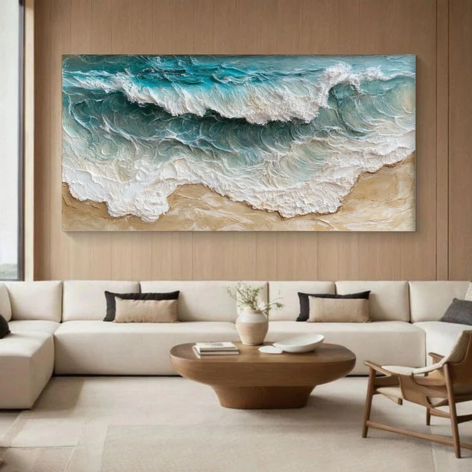 Ocean And Sky Abstract Textured Canvas Art #OS344