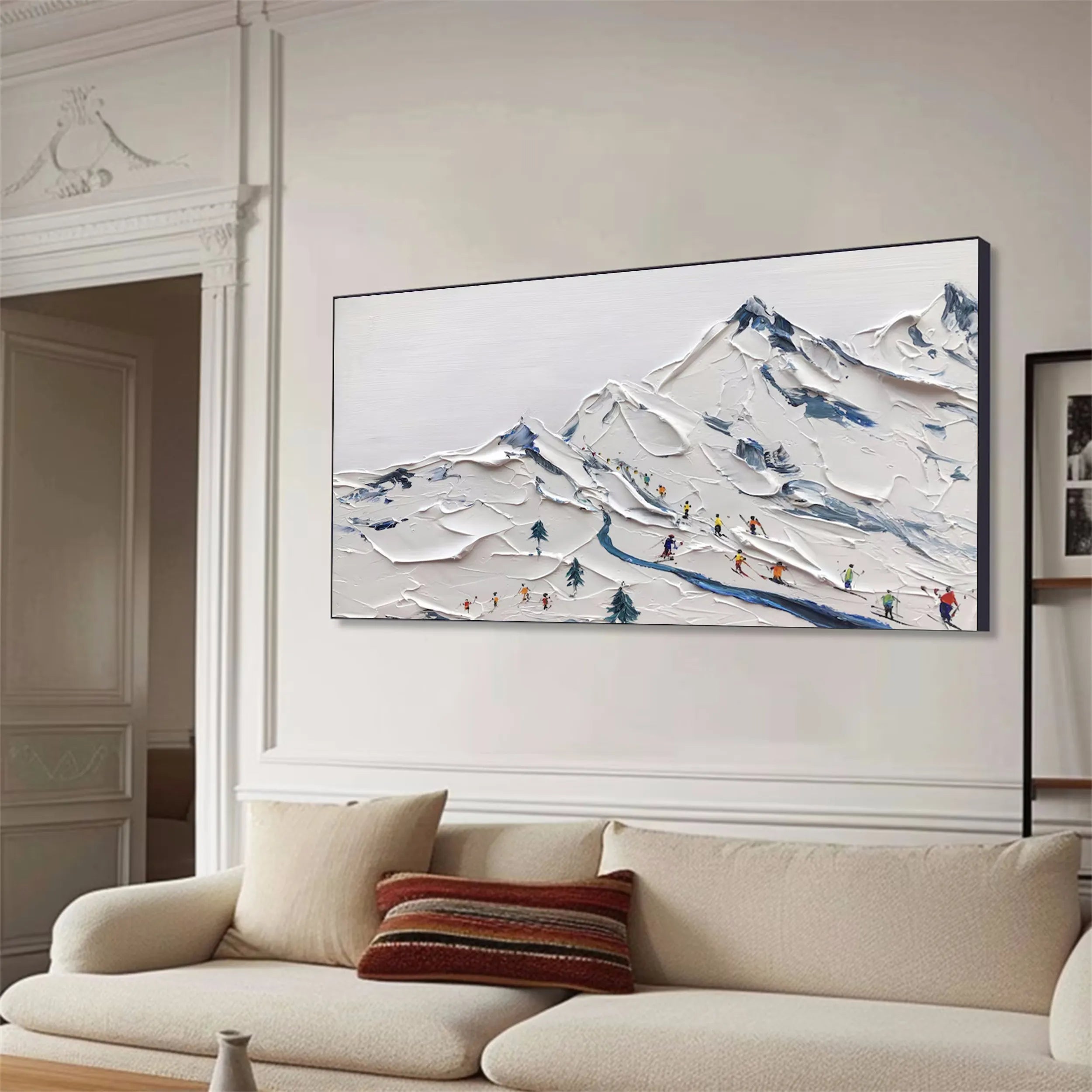 Skiing Sport Art Textured Painting Canvas #MM226