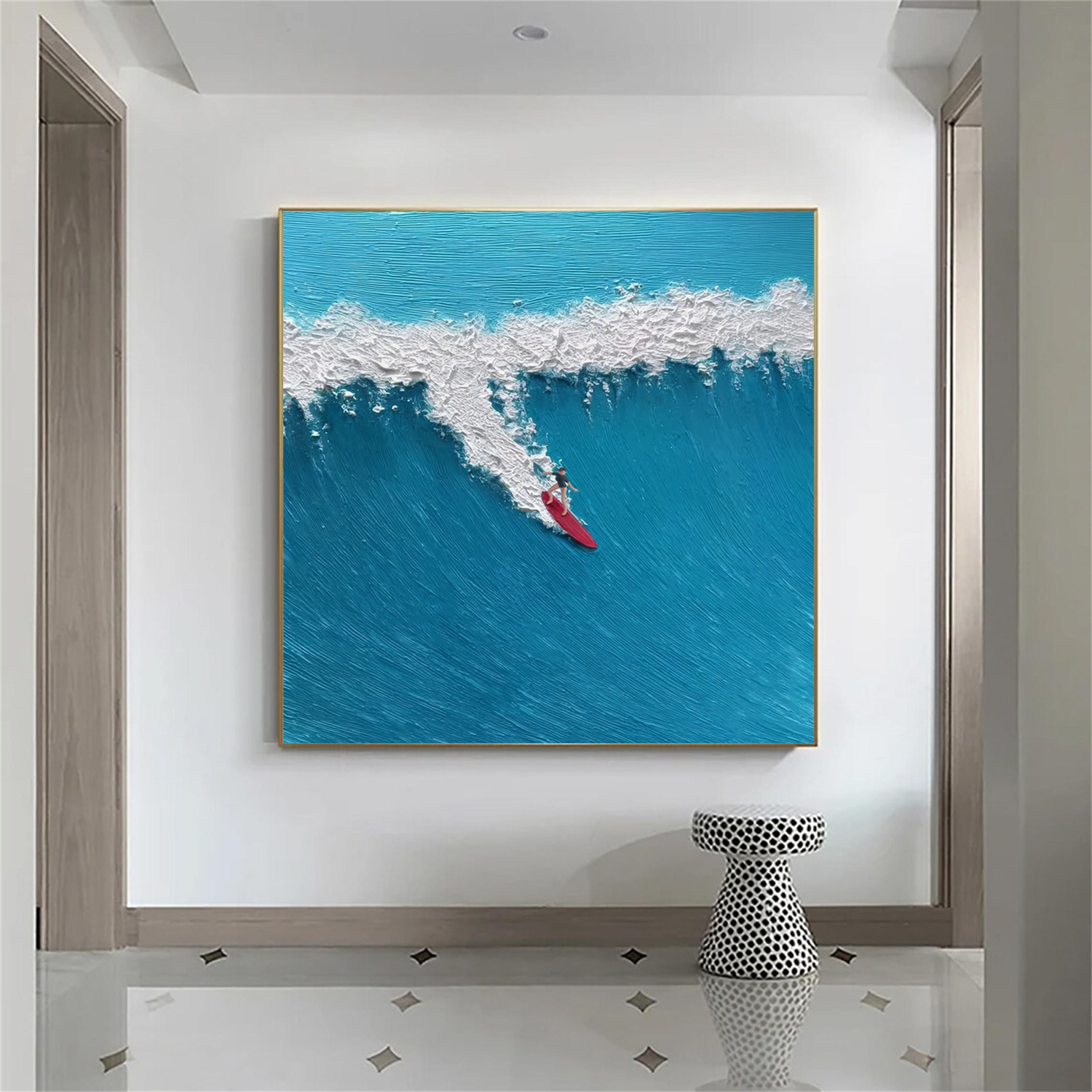 Surfing Sport Texture Canvas Painting #SA024