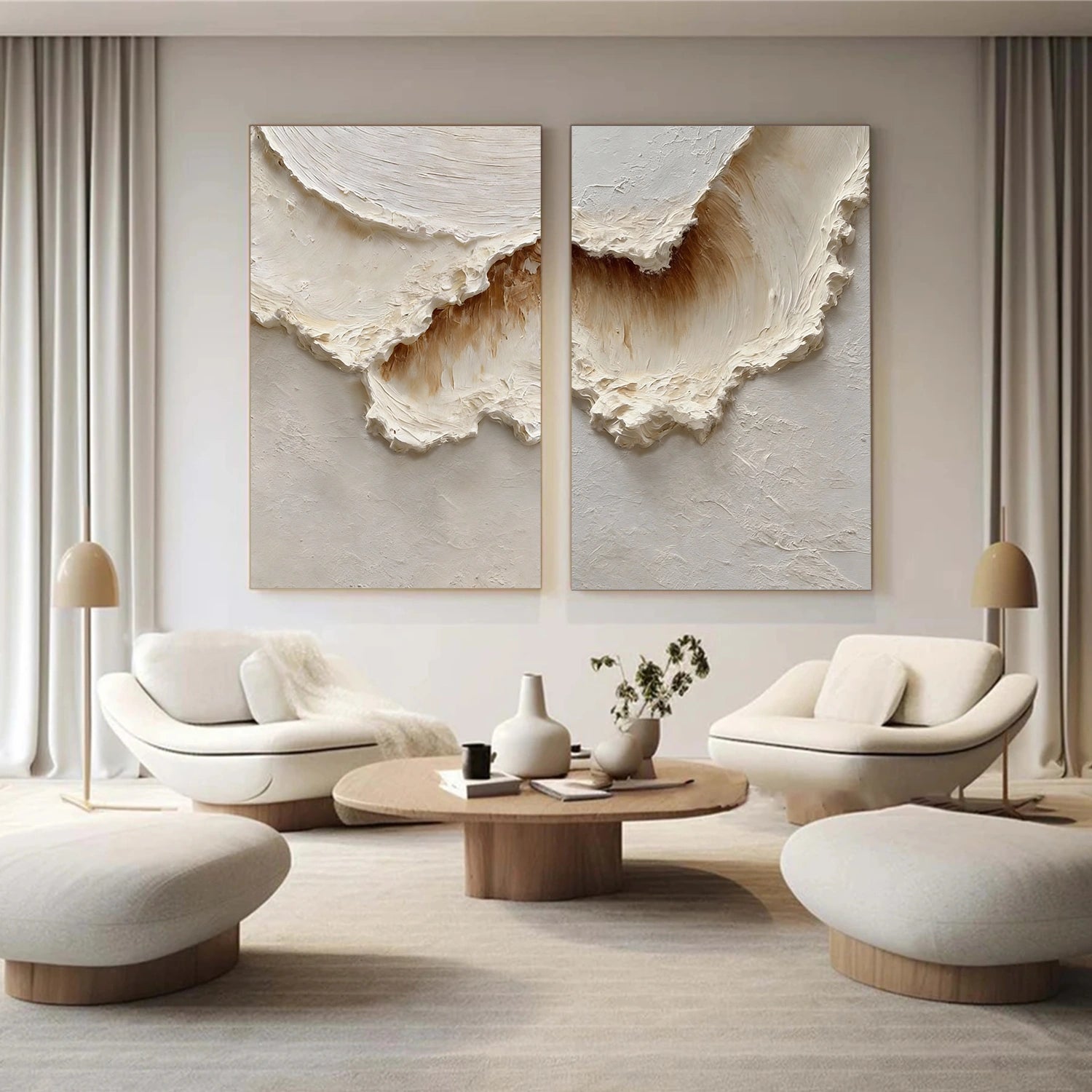 Ocean And Sky Abstract Texture Canvas Art Set of 2  #OS370