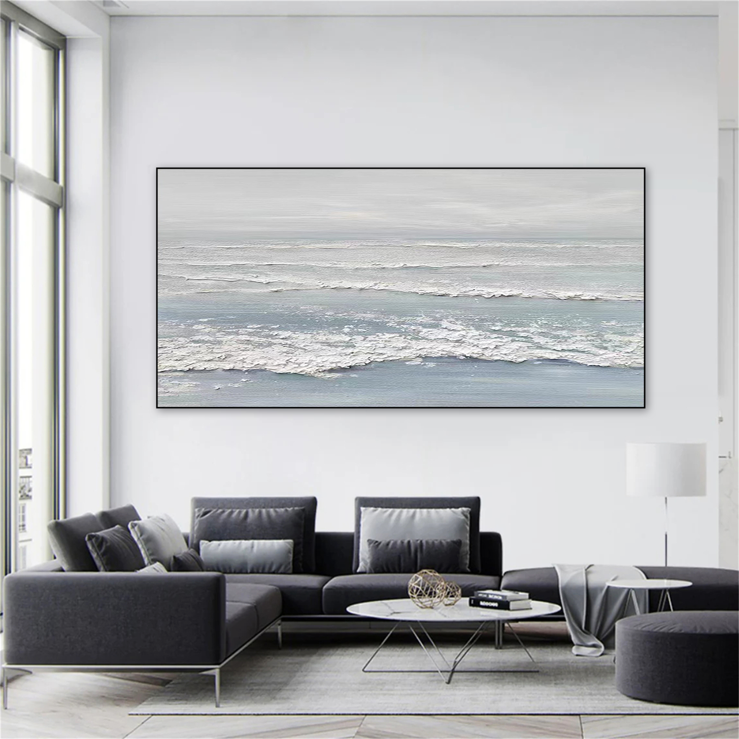 Ocean And Sky Abstract Textured Canvas Art #OS 292