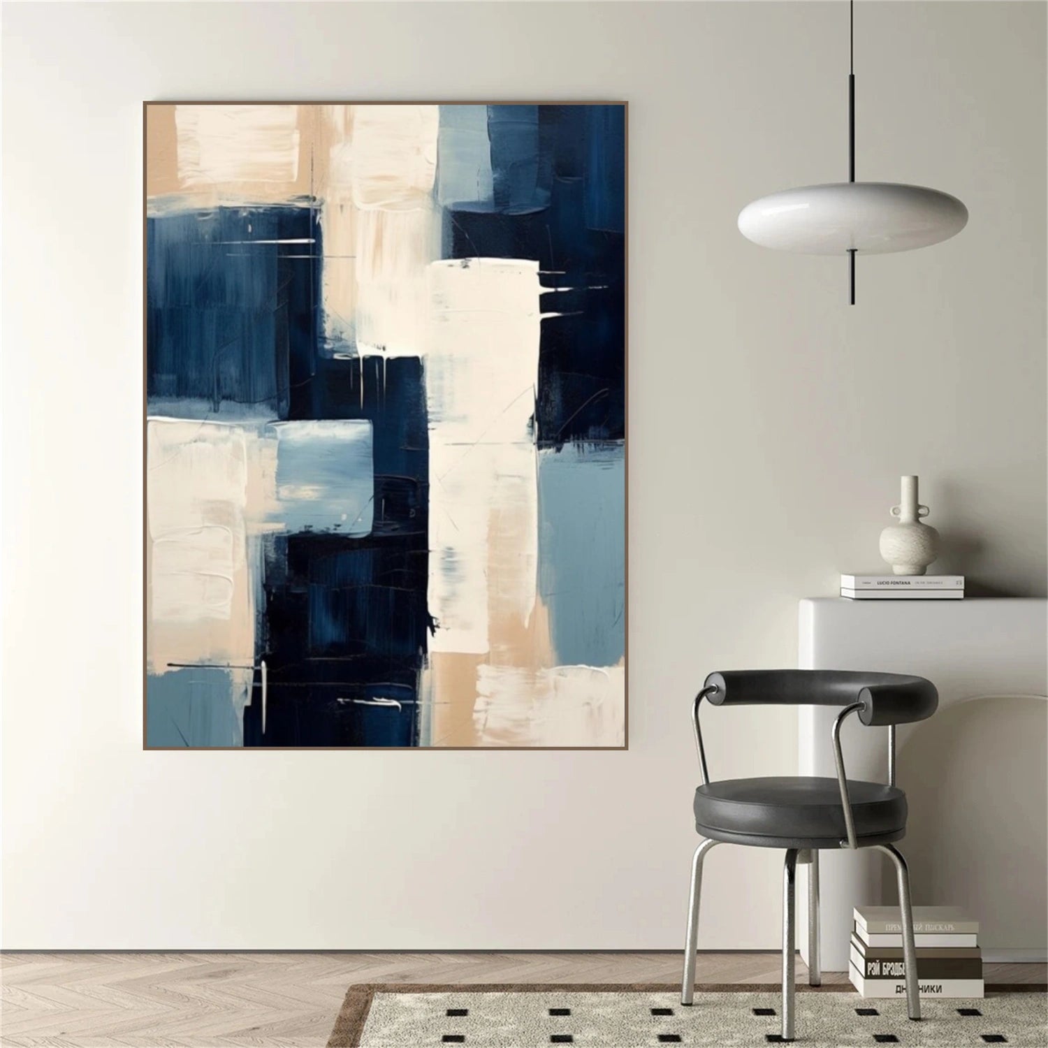 Blue & Beige Abstract Wall Art #AB 578