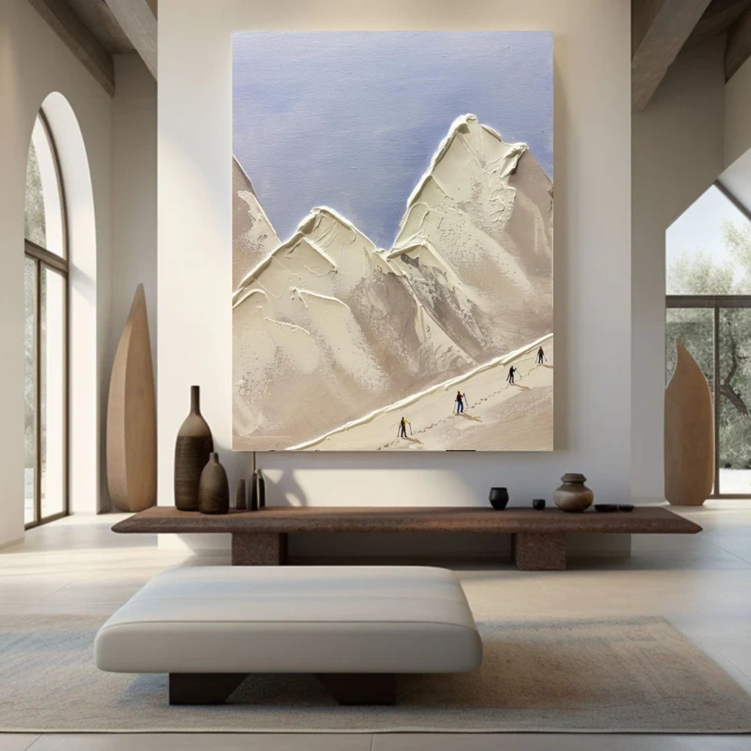 Skiing Sport Art Textured Painting Canvas # SA057