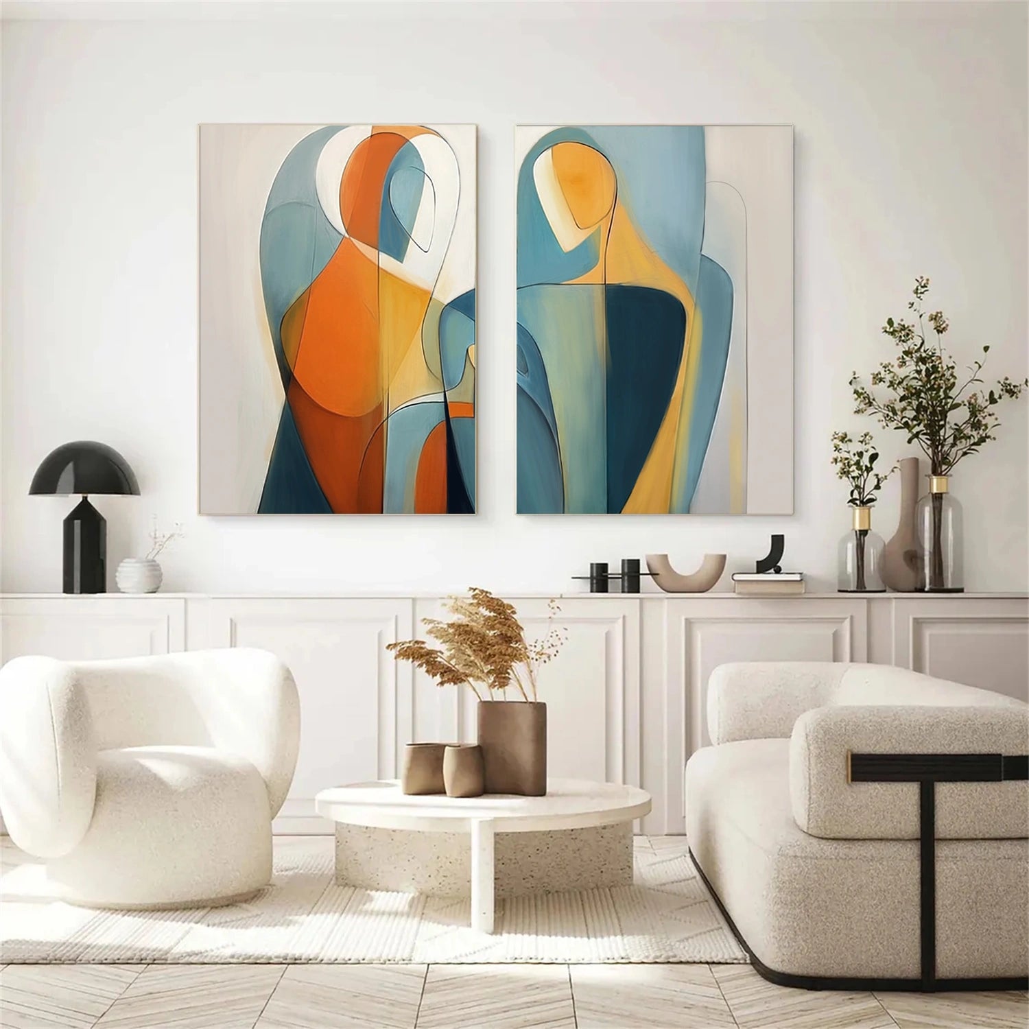 Contemporary Abstract Minimalist Set of 2 Wall Art #CW035