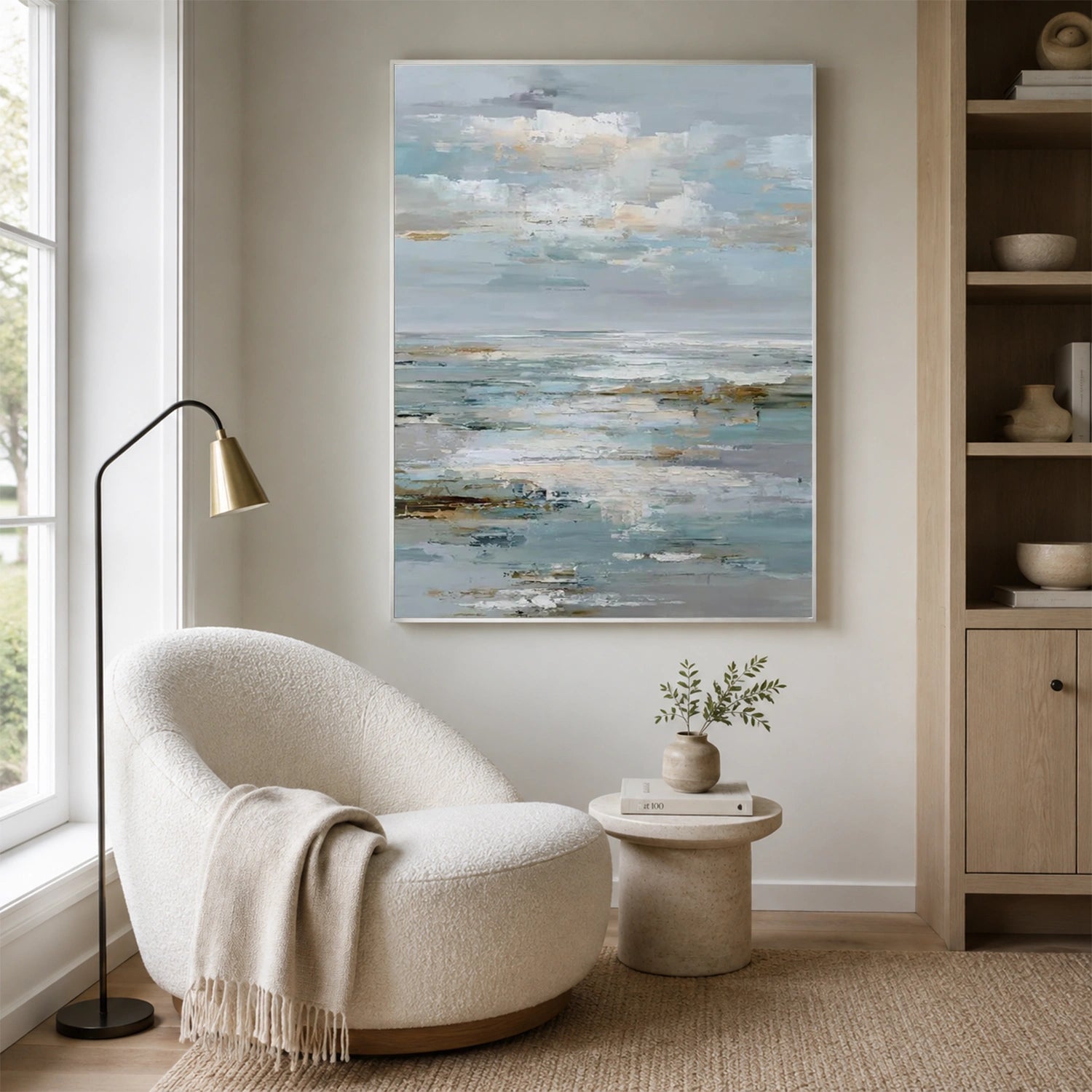Ocean And Sky Abstract Canvas Art #OS469