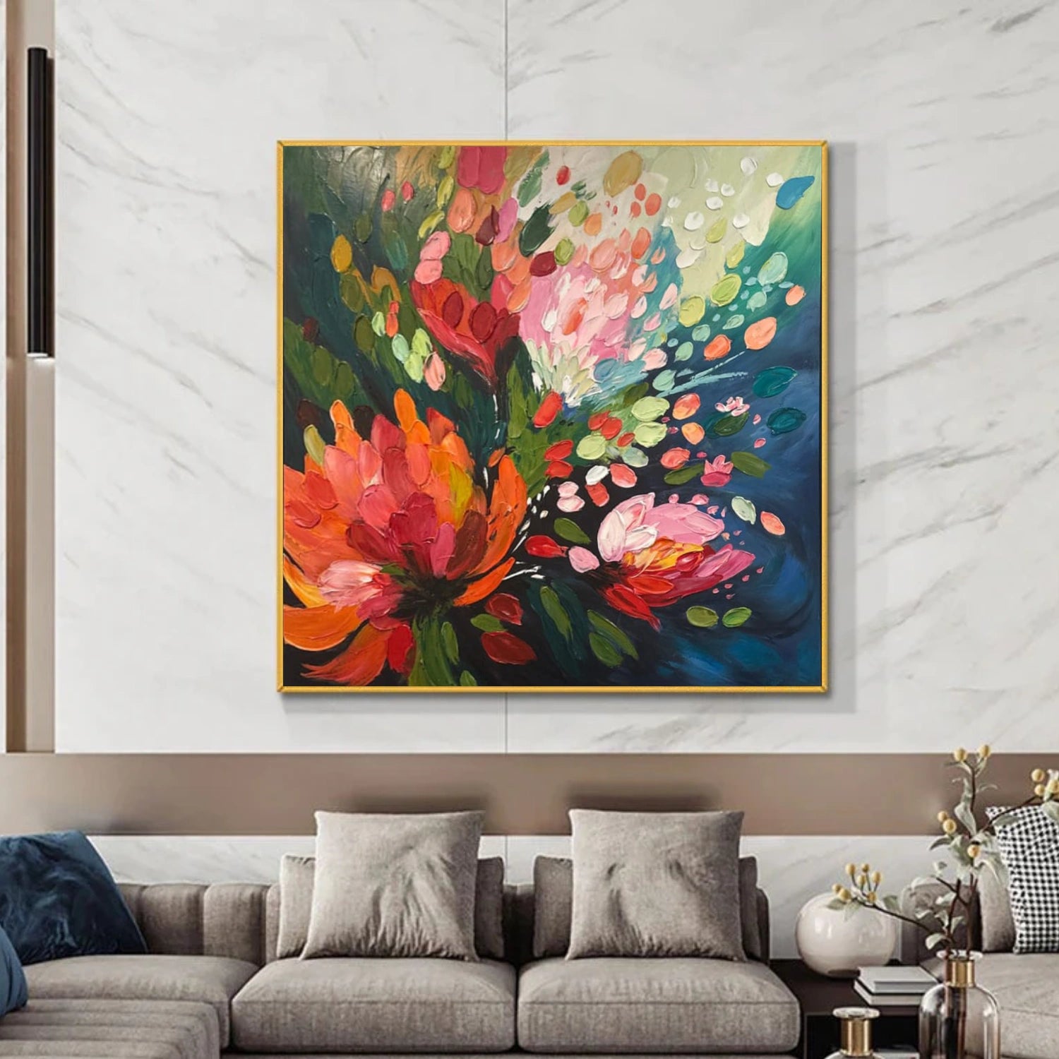 Colorful Flower & Tree Abstract Texture Canvas Art #FT 310