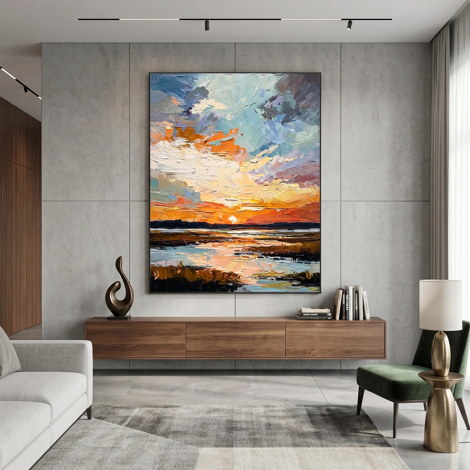 Colorful Ocean And Sky Abstract Texture Canvas Art #OS412