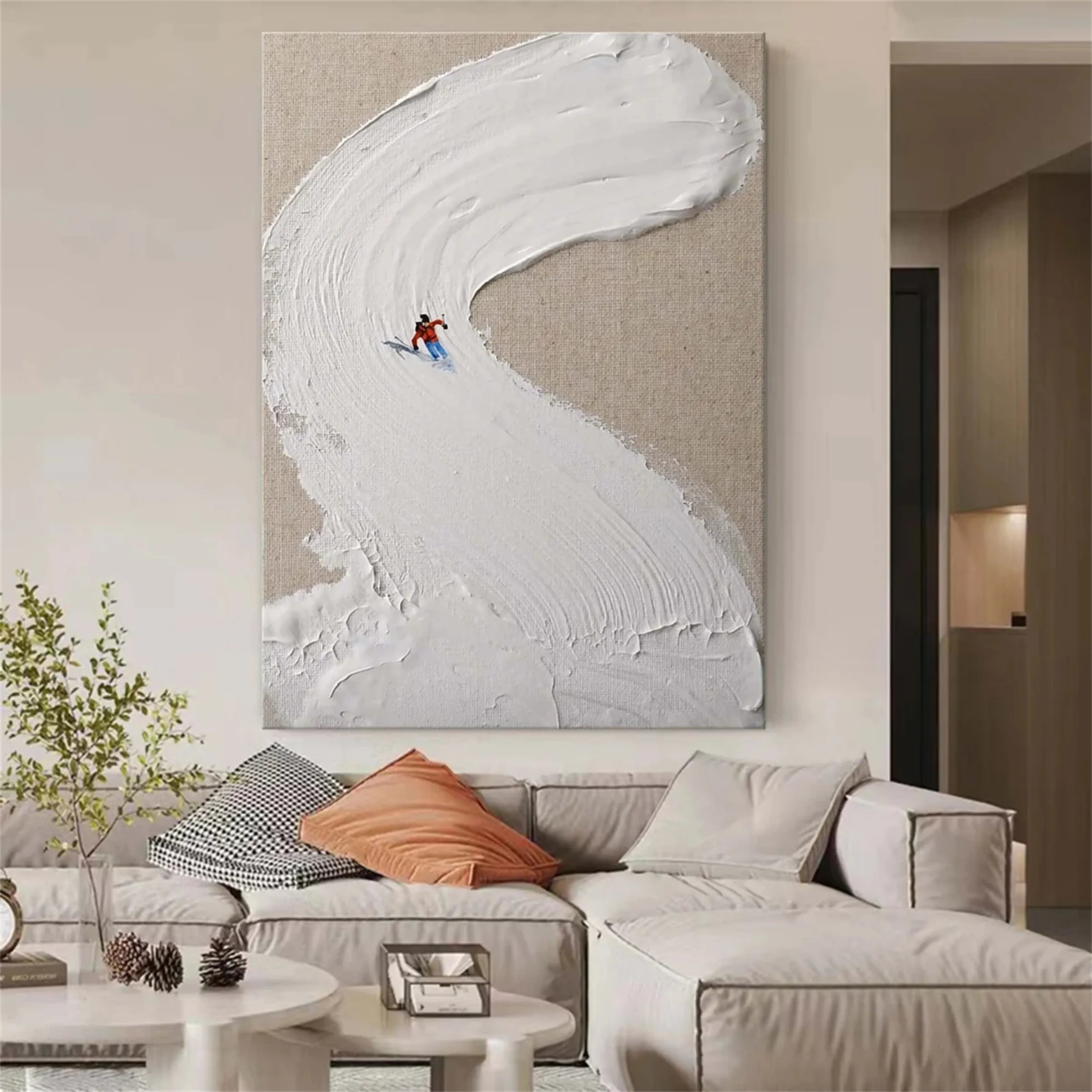 Skiing Sport Art Textured Painting Canvas #MM232