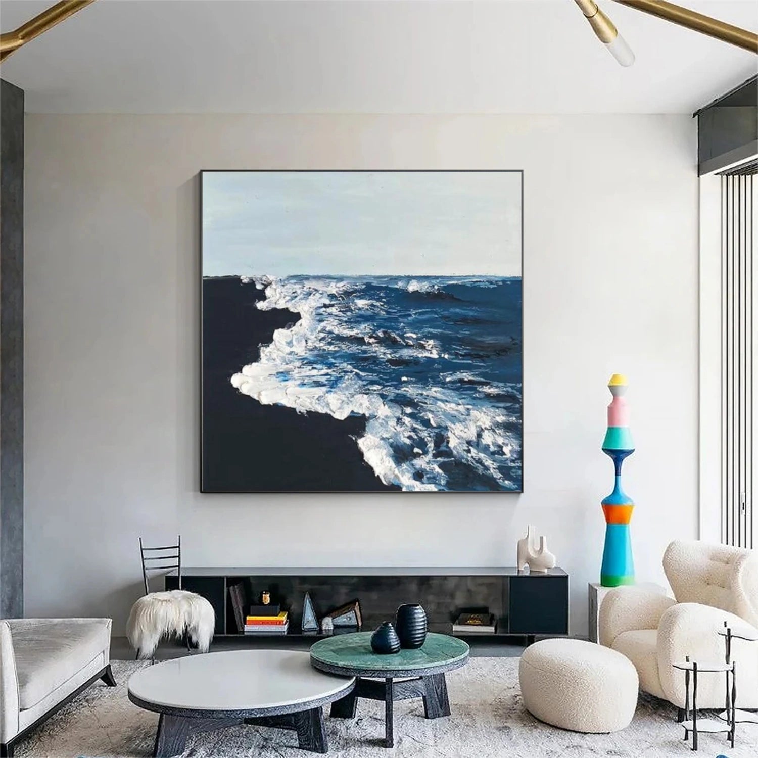 Ocean And Sky Abstract Textured Canvas Art #OS 311