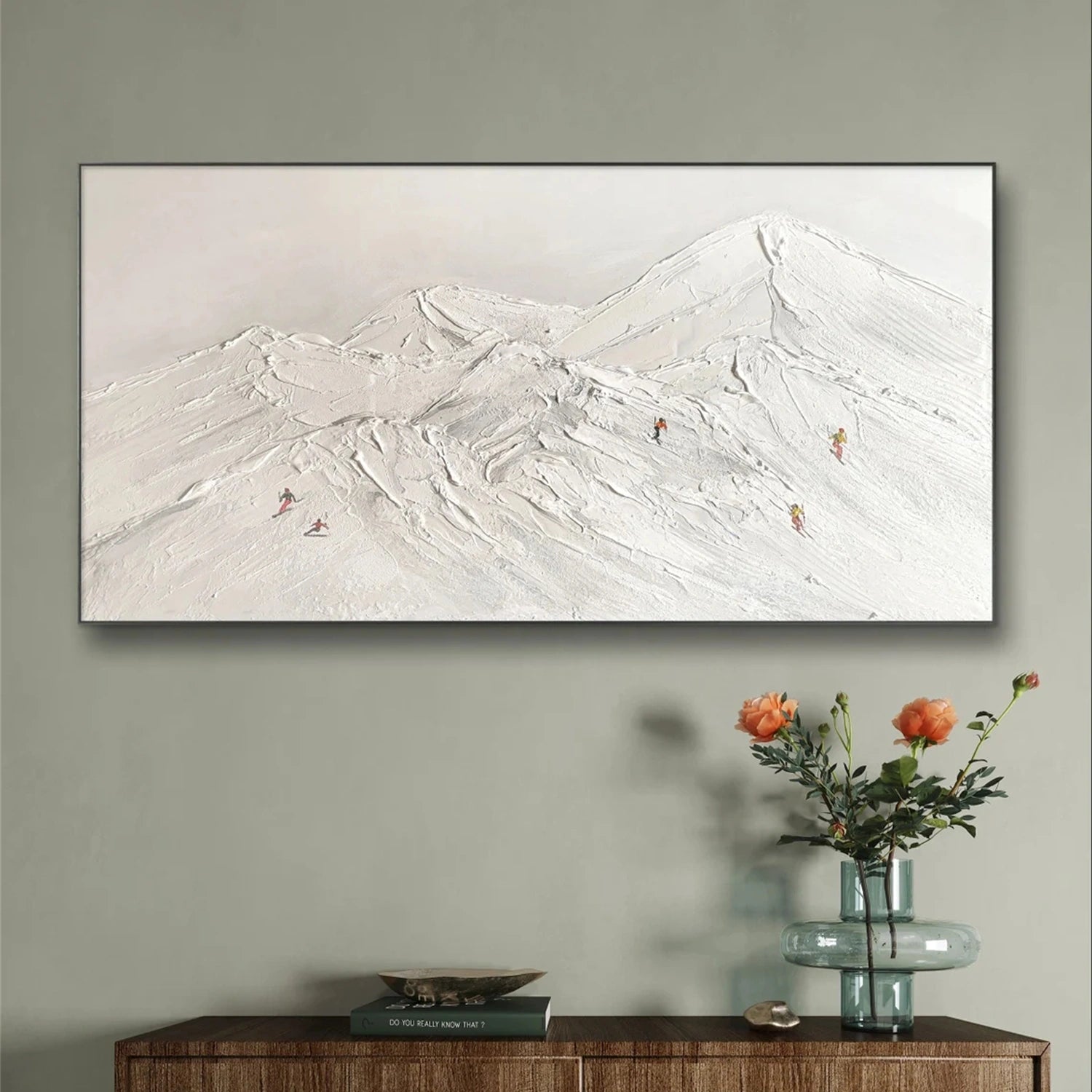 Skiing Sport Art Textured Painting Canvas # SP044