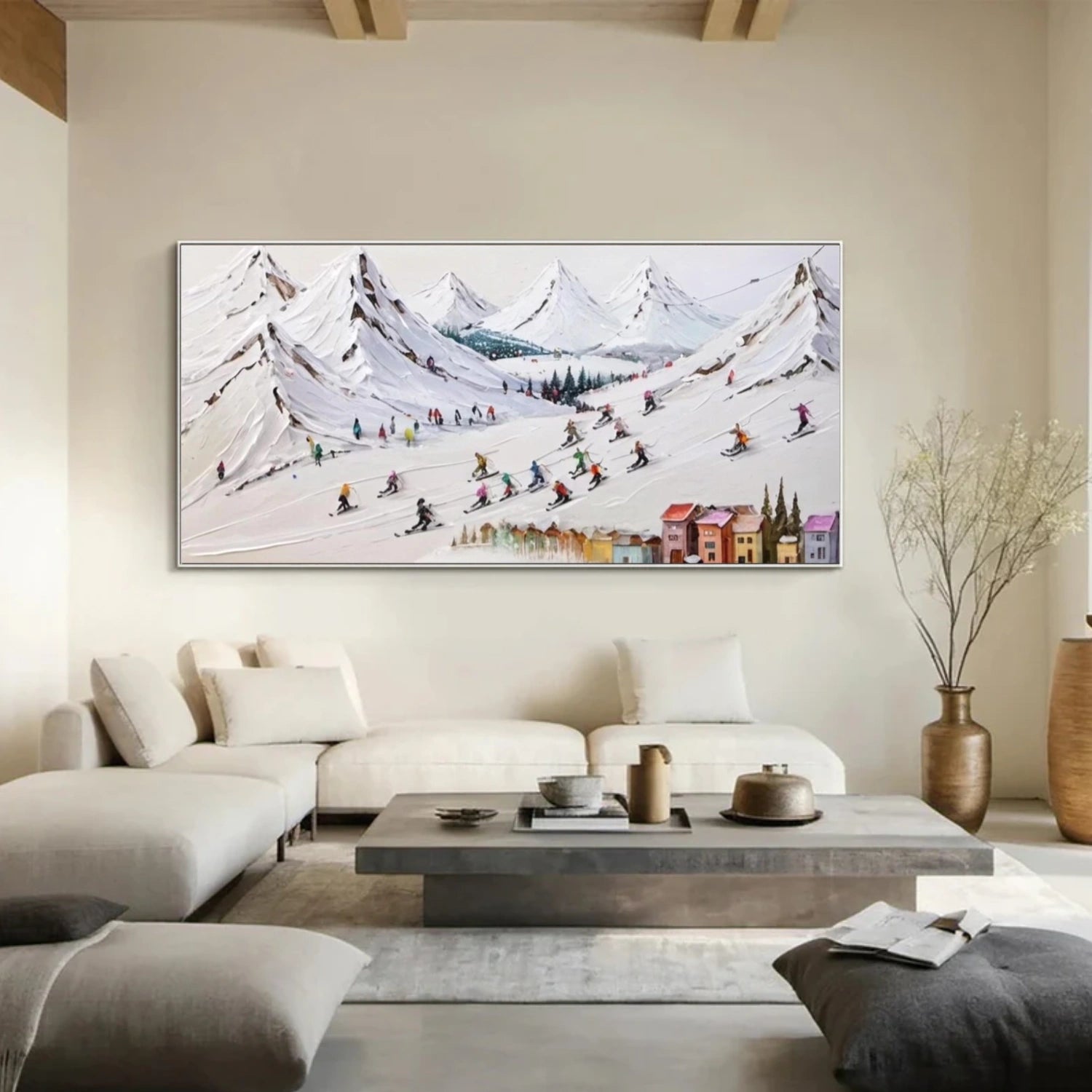 Skiing Sport Art Textured Painting Canvas # SA040