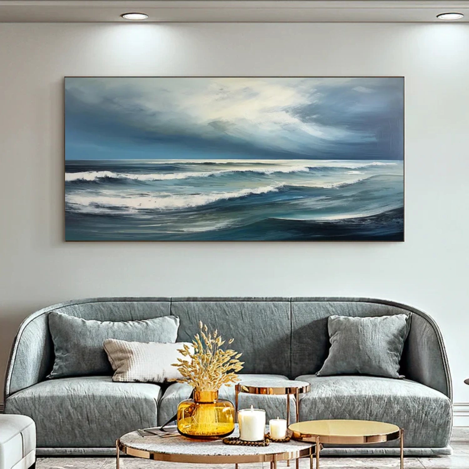 Ocean And Sky Abstract Canvas Art #OS 328