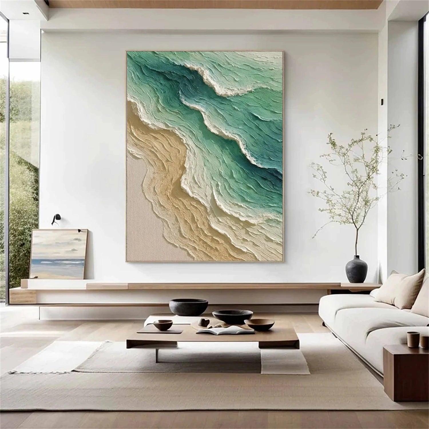 Ocean And Sky Abstract Textured Canvas Art #OS 333