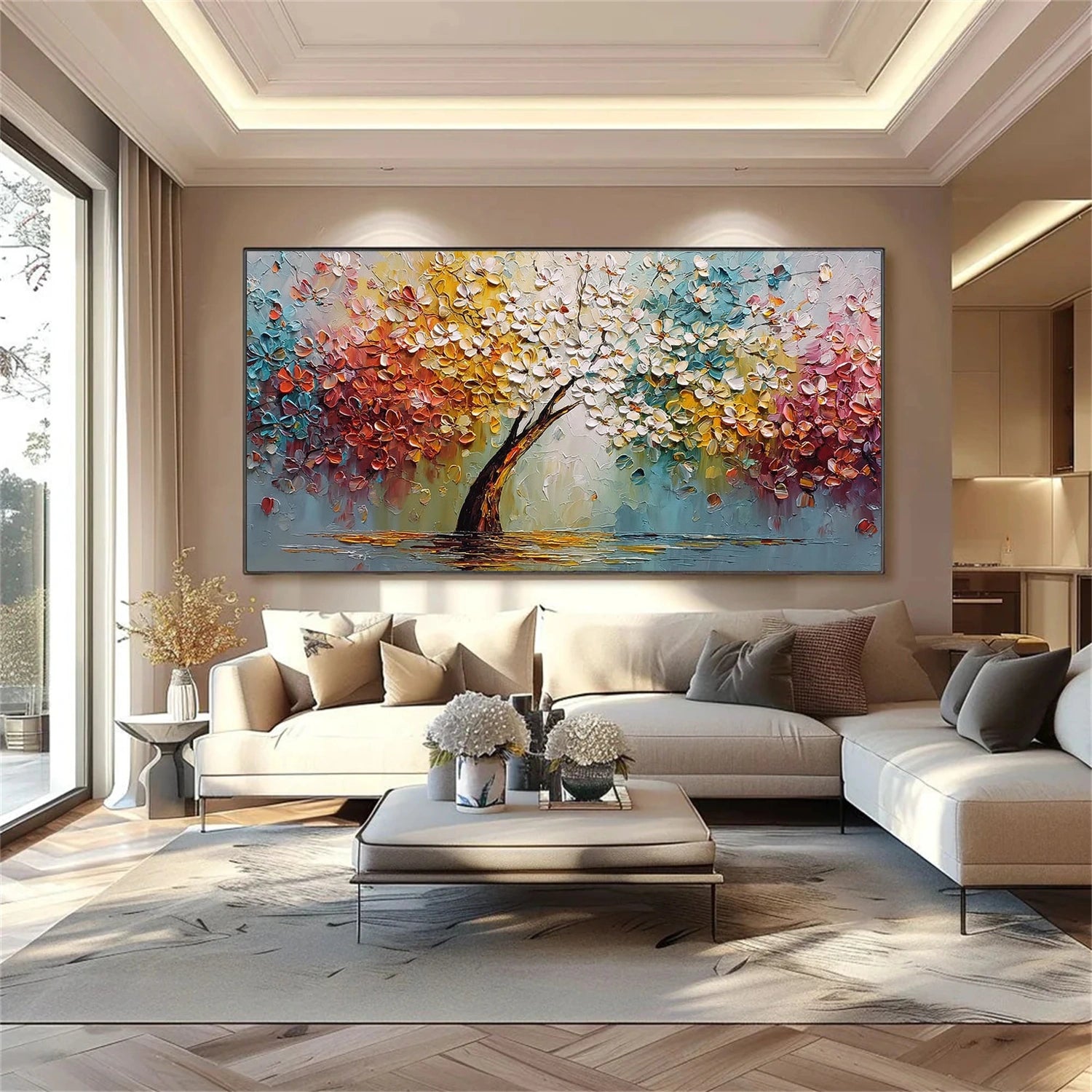Flower & Tree Abstract Textured Canvas # FT 367
