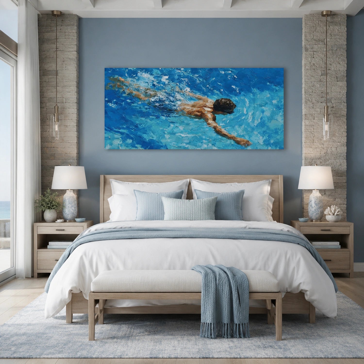 Swimming  Sport Art Painting Canvas # SA105