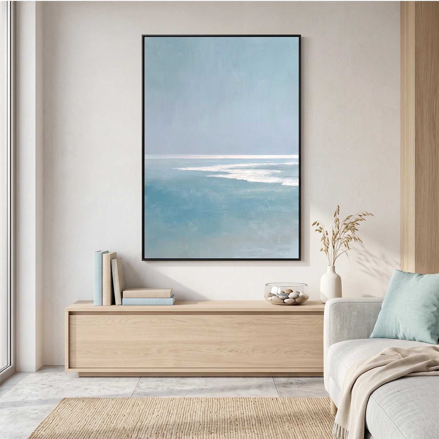 Ocean And Sky Abstract Canvas Art #OS414
