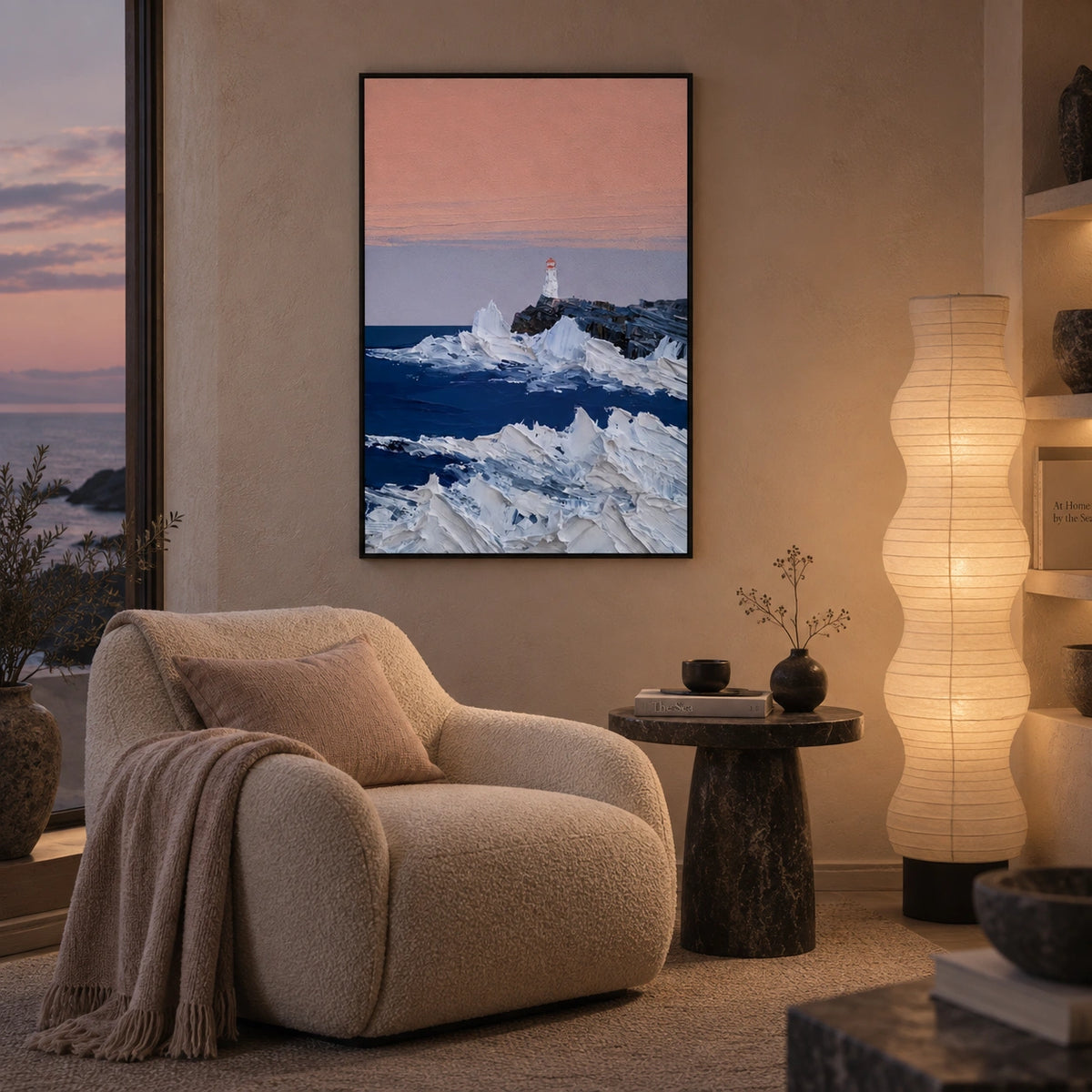 Ocean And Sky Abstract Canvas Art #OS474