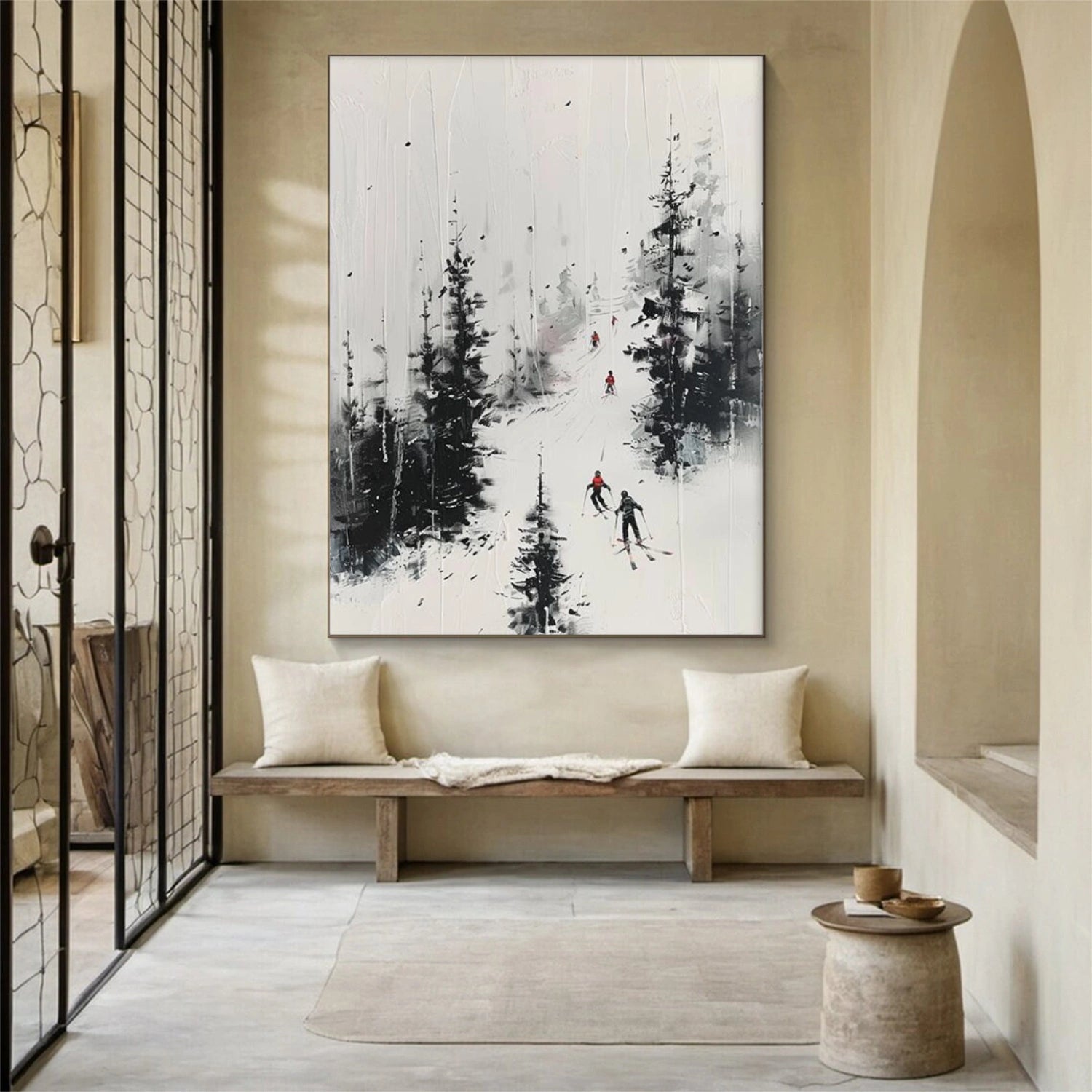 Skiing Sport Art Textured Painting Canvas # SA032