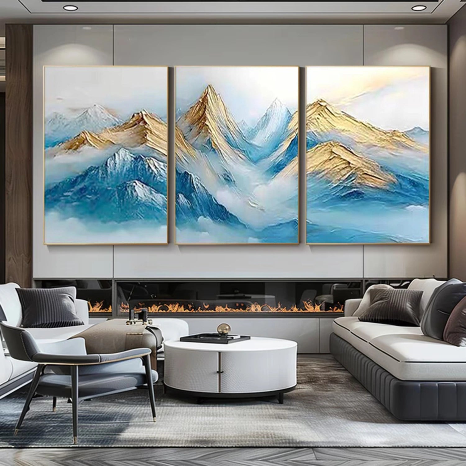 Minimalist Mountain Textured Canvas Art Set of 3 #MM347