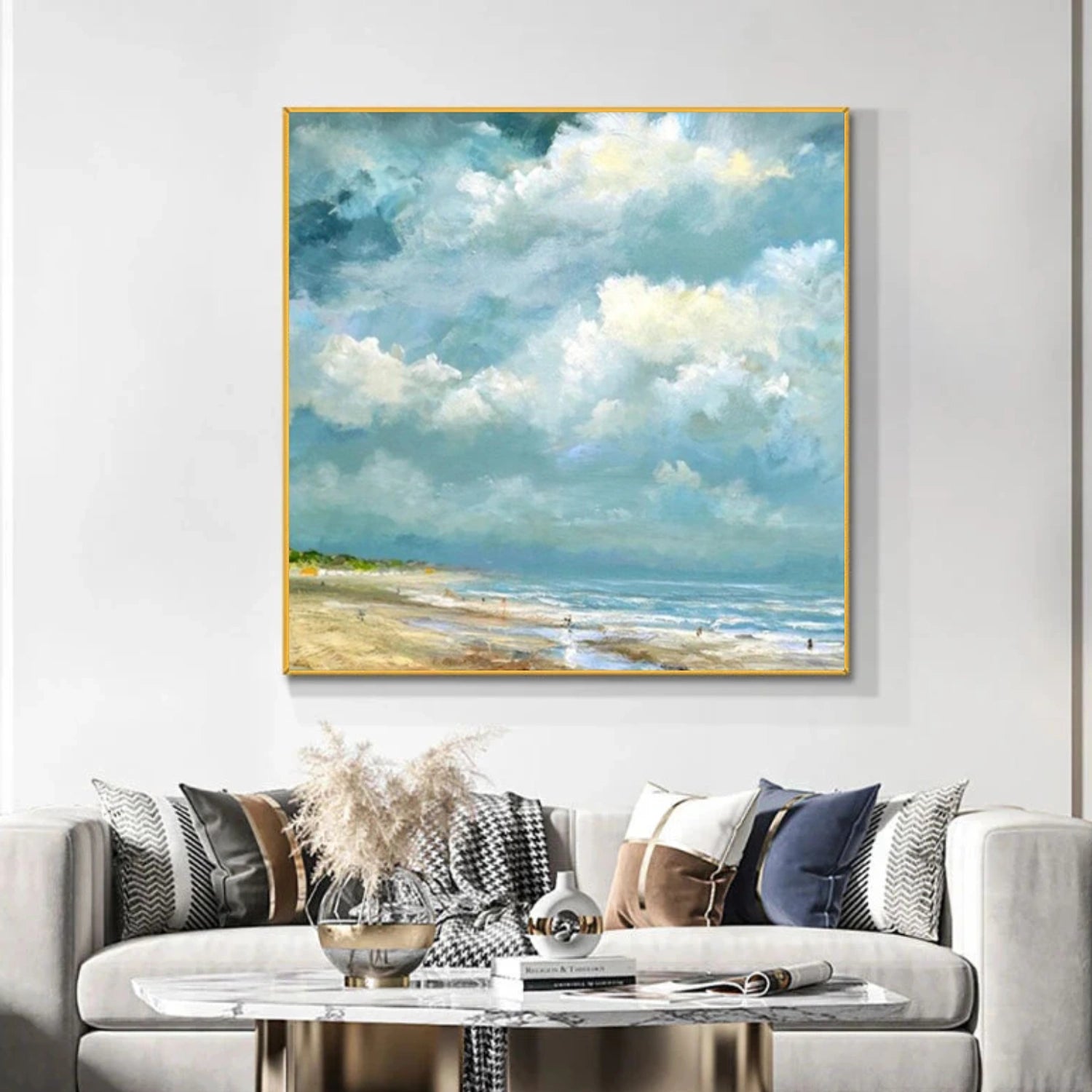Ocean And Sky Abstract Canvas Art #OS358