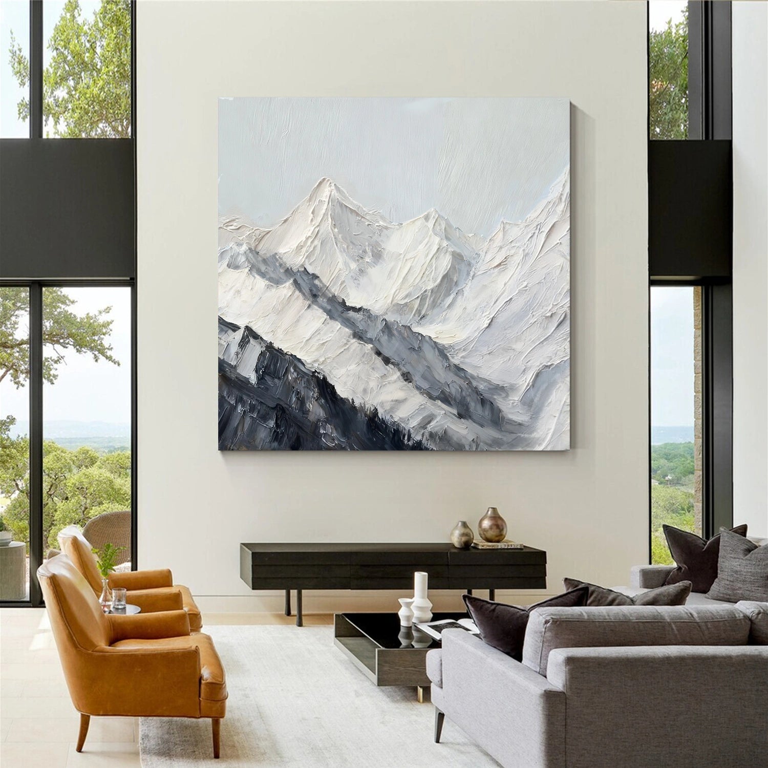 Abstract Mountain Textured Canvas Art #MM334