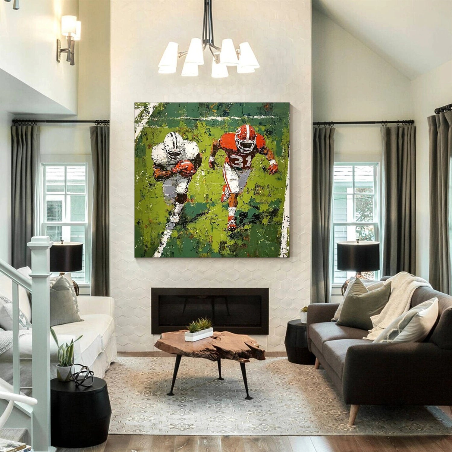 American Football Sport Art Textured Painting Canvas #SA006