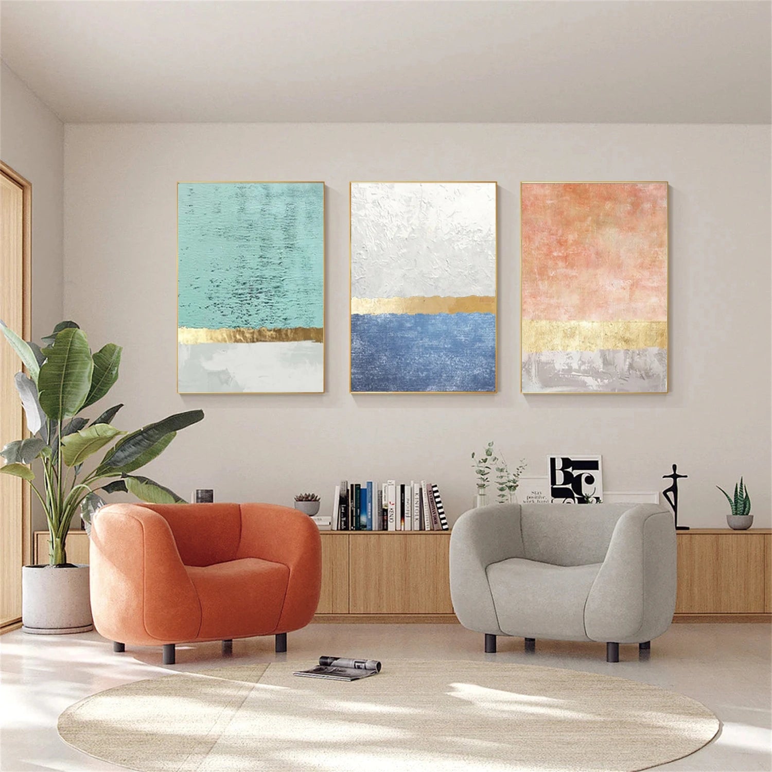 Colorful Abstract Texture  Set of 3 Wall Art #AB545