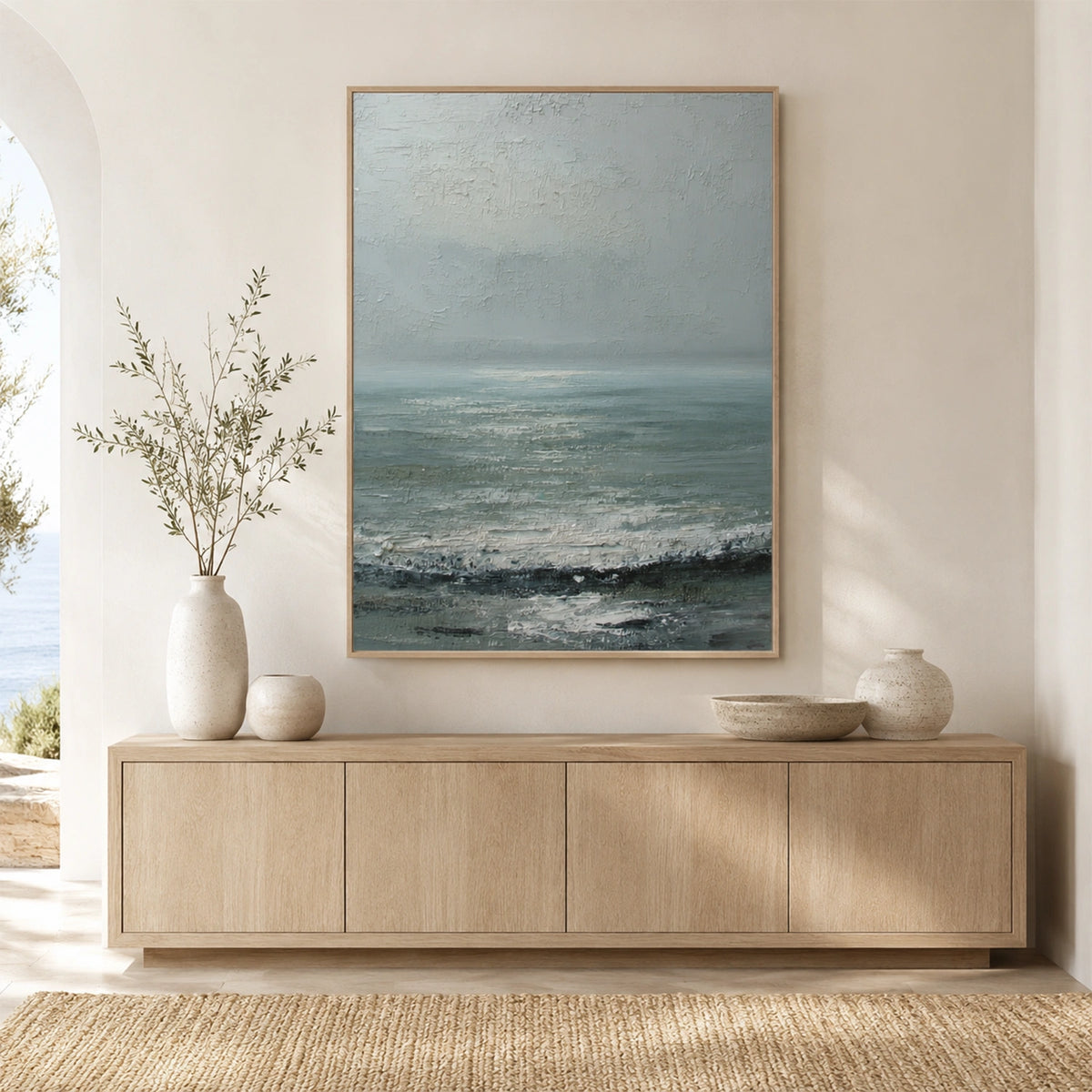 Ocean And Sky Abstract Texture Canvas Art #OS452