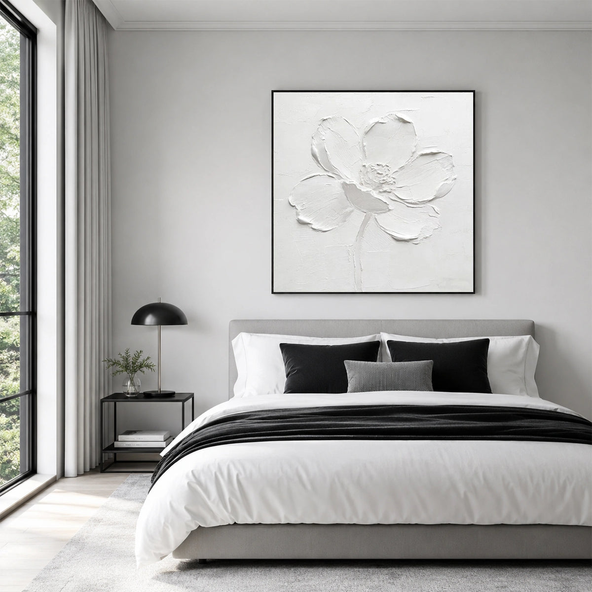 White Flower & Tree Abstract Texture Canvas #FT 431