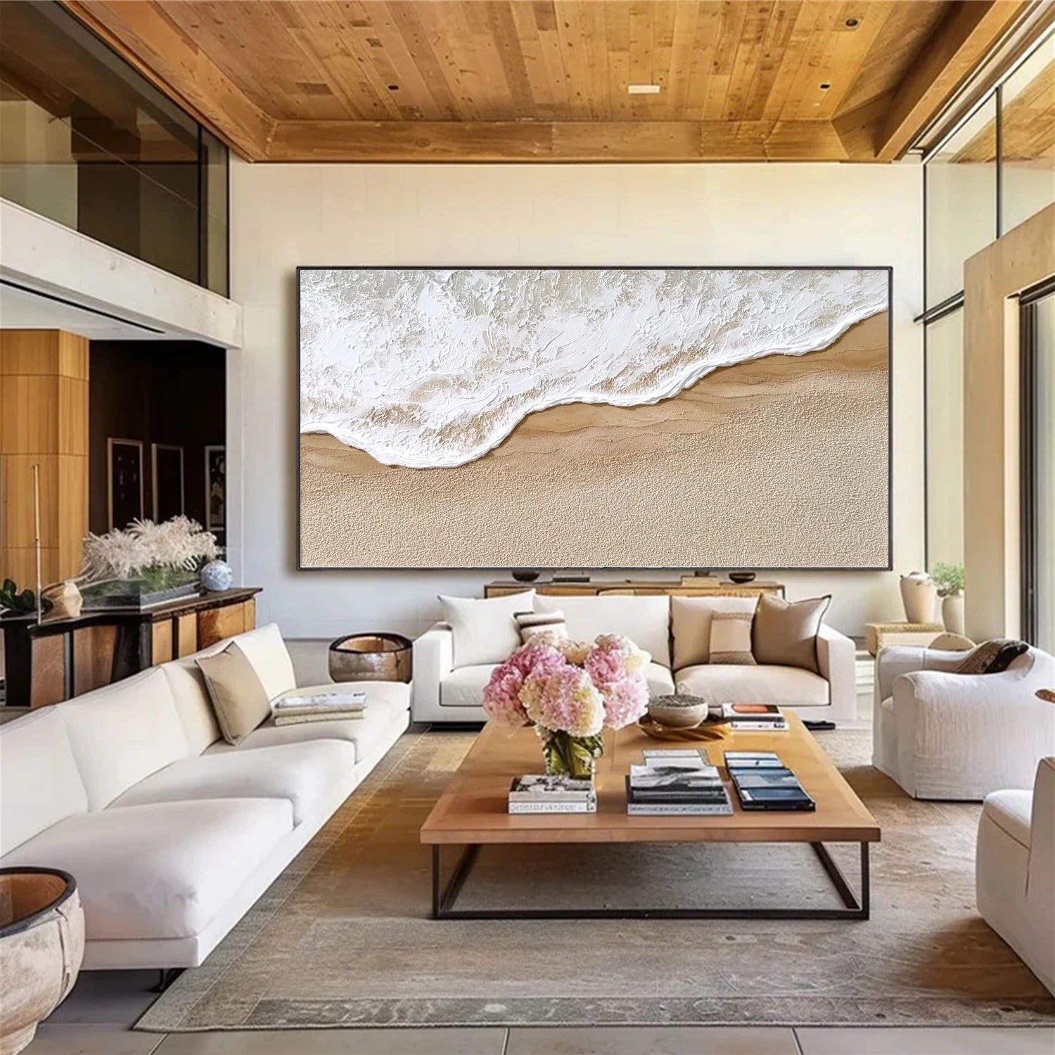 Ocean And Sky Abstract Textured Canvas Art #OS348