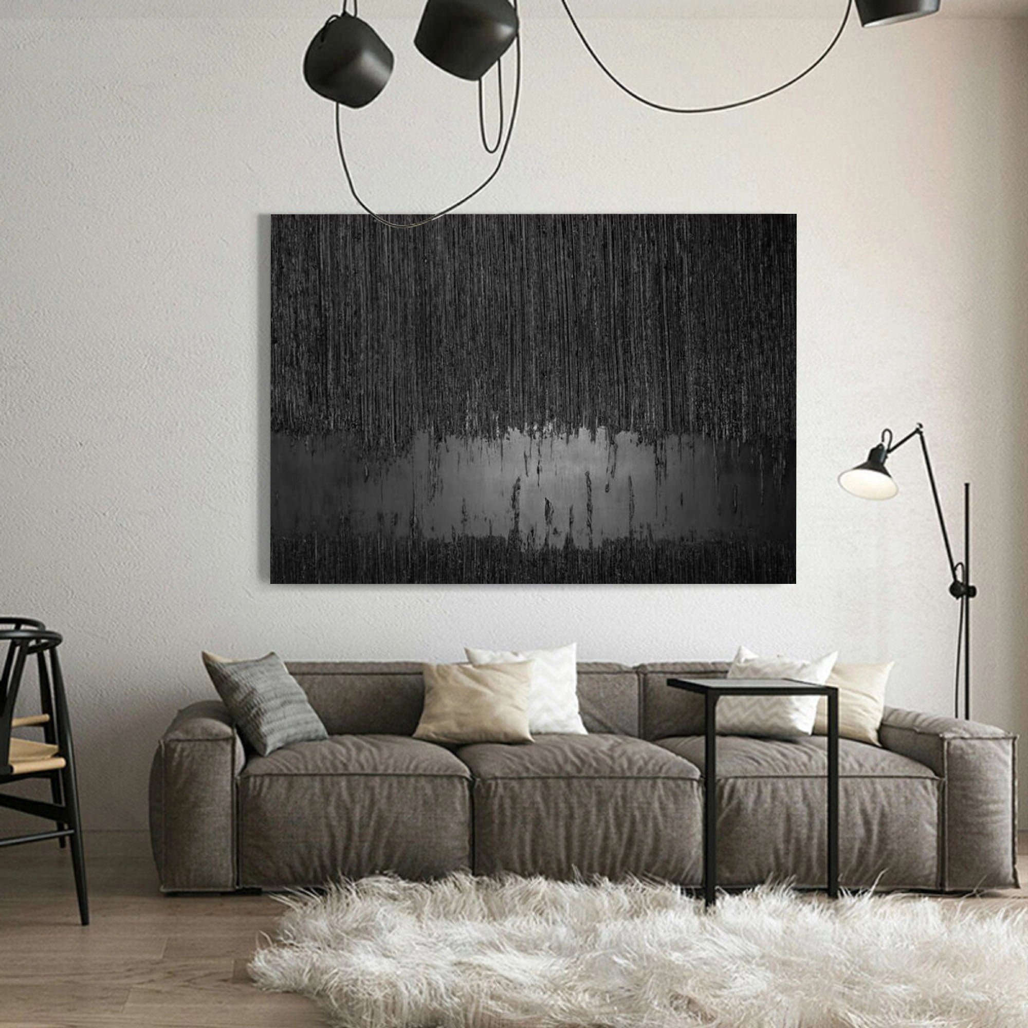 Black Minimalist Textured Painting #MZ024