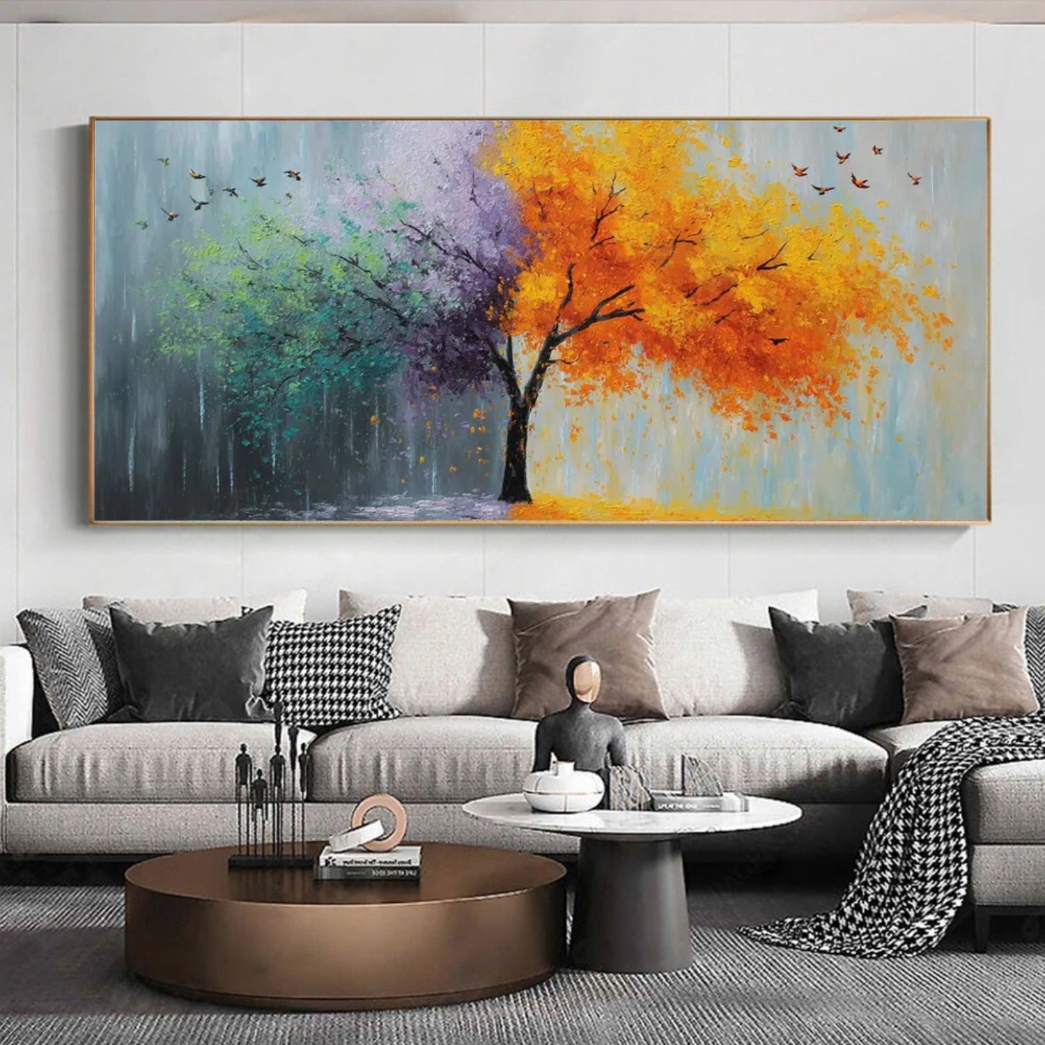 Colorful Flower & Tree Abstract Canvas Art #FT 314