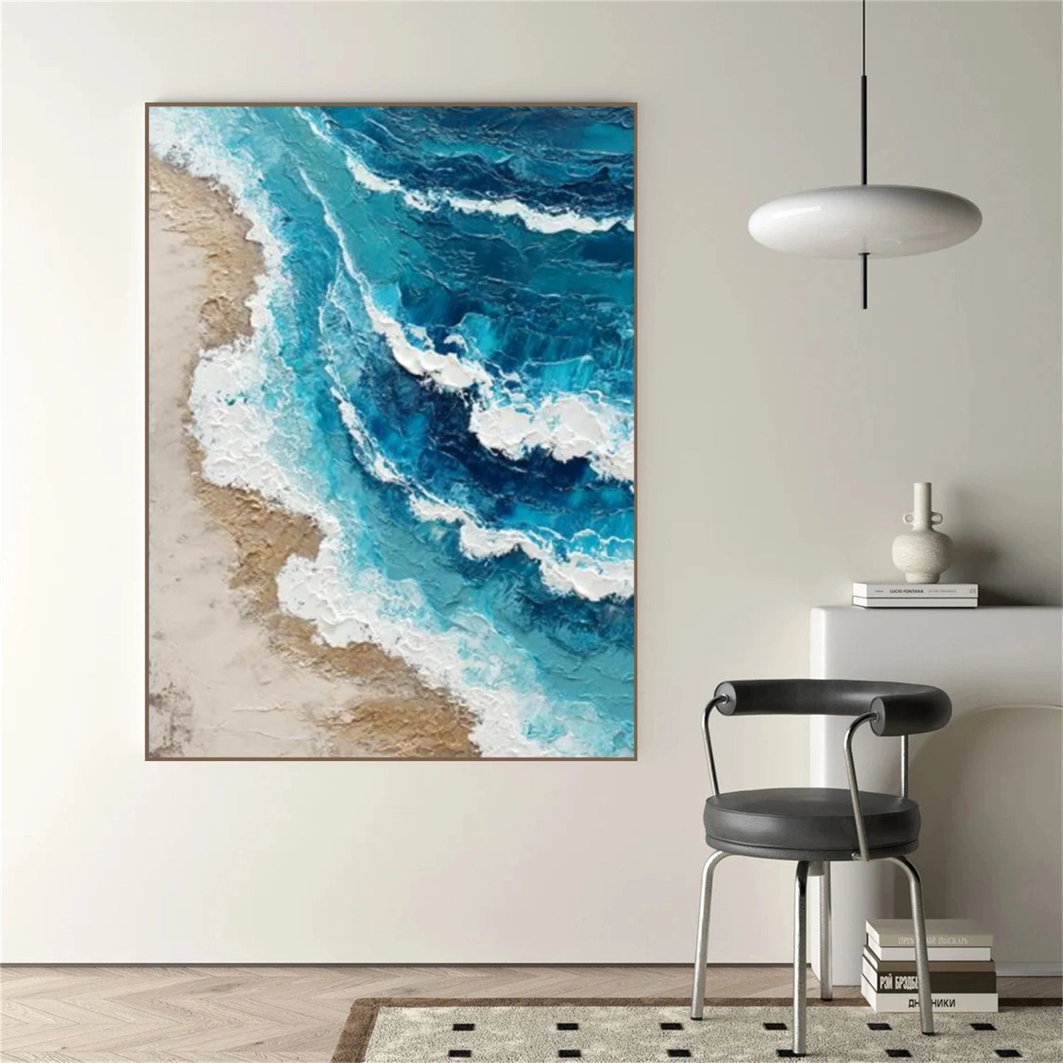 Ocean And Sky Abstract Textured Canvas Art #OS346