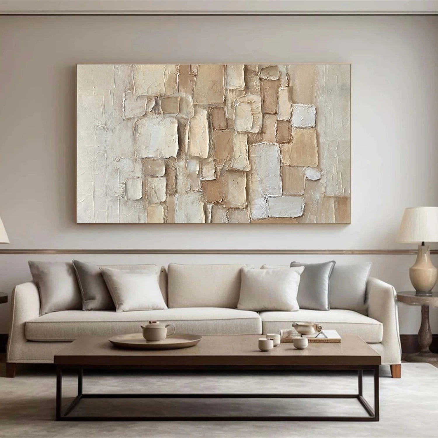 Beige Abstract Textured Wall Art #AB 575