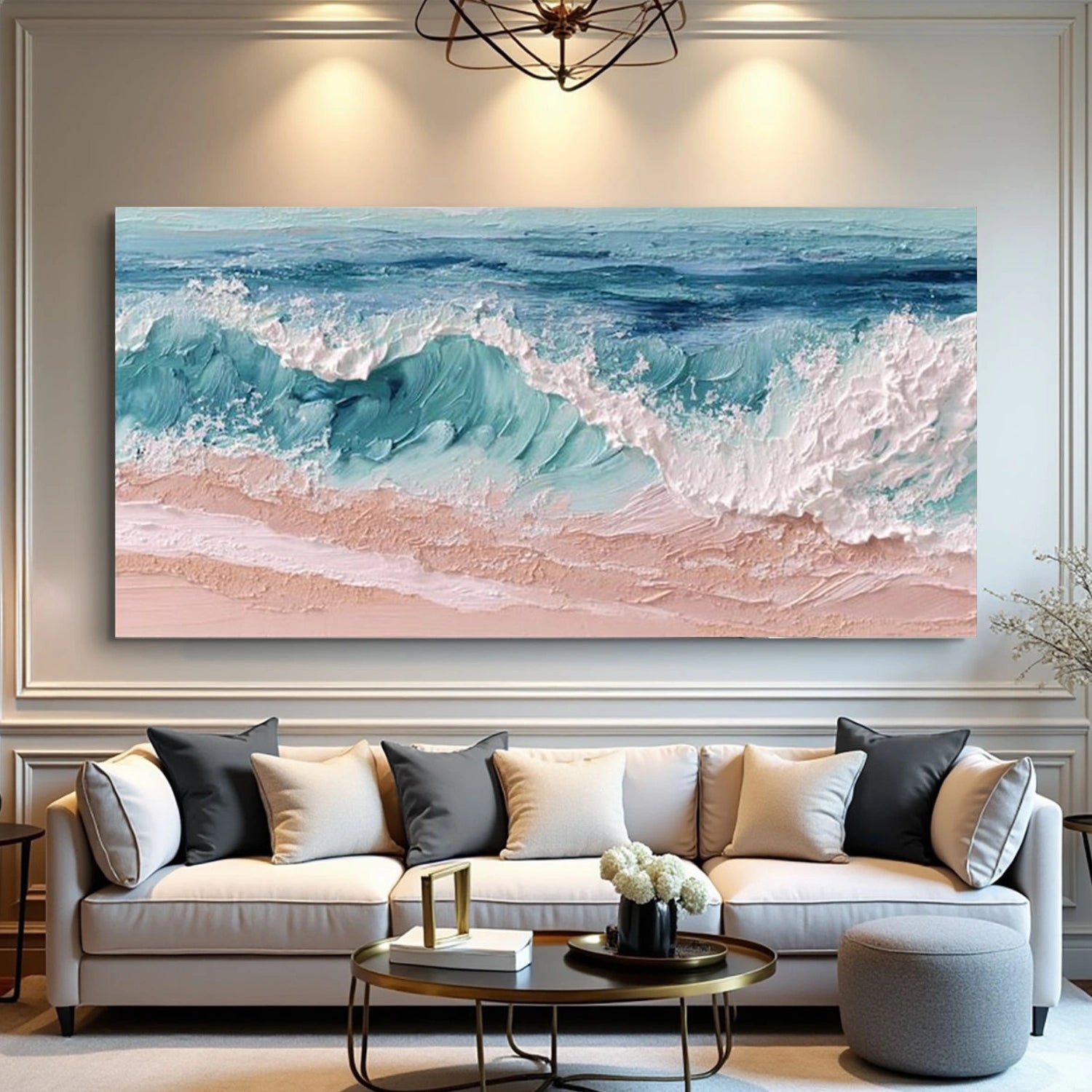 Ocean And Sky Abstract Textured Canvas Art #OS345