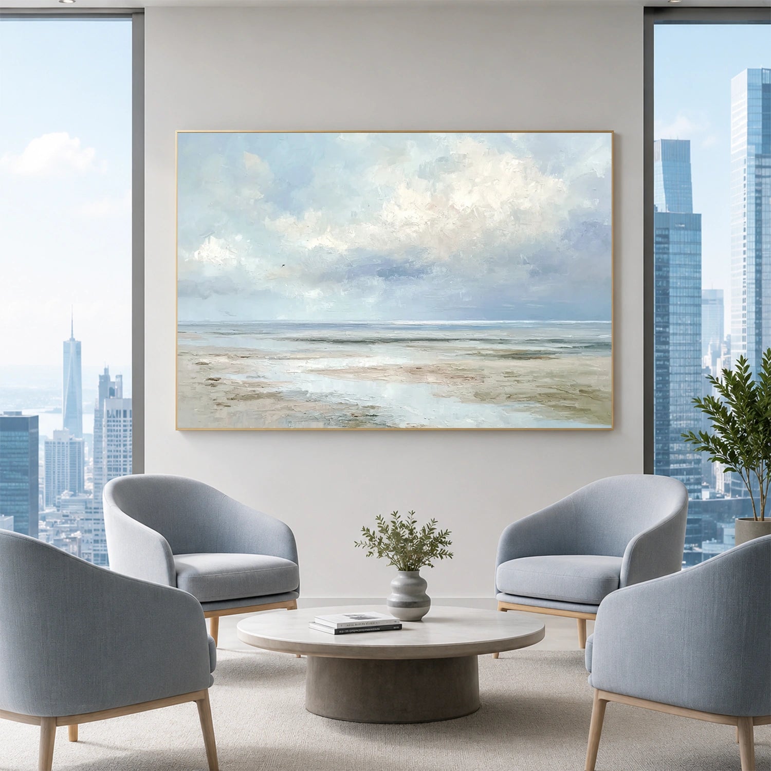 Ocean And Sky Abstract Texture Canvas Art #OS444