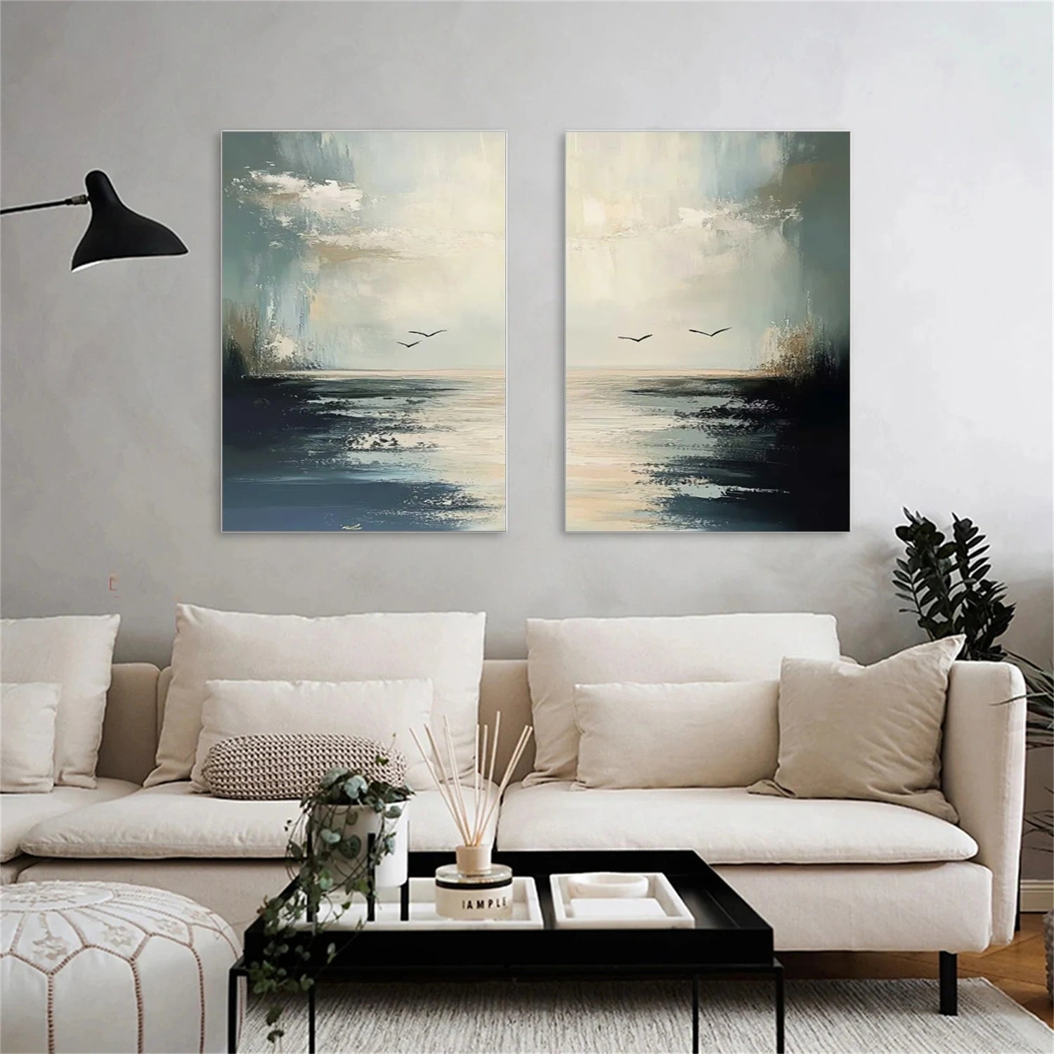 Ocean And Sky Abstract Set Of 2 Canvas Art #OS 284
