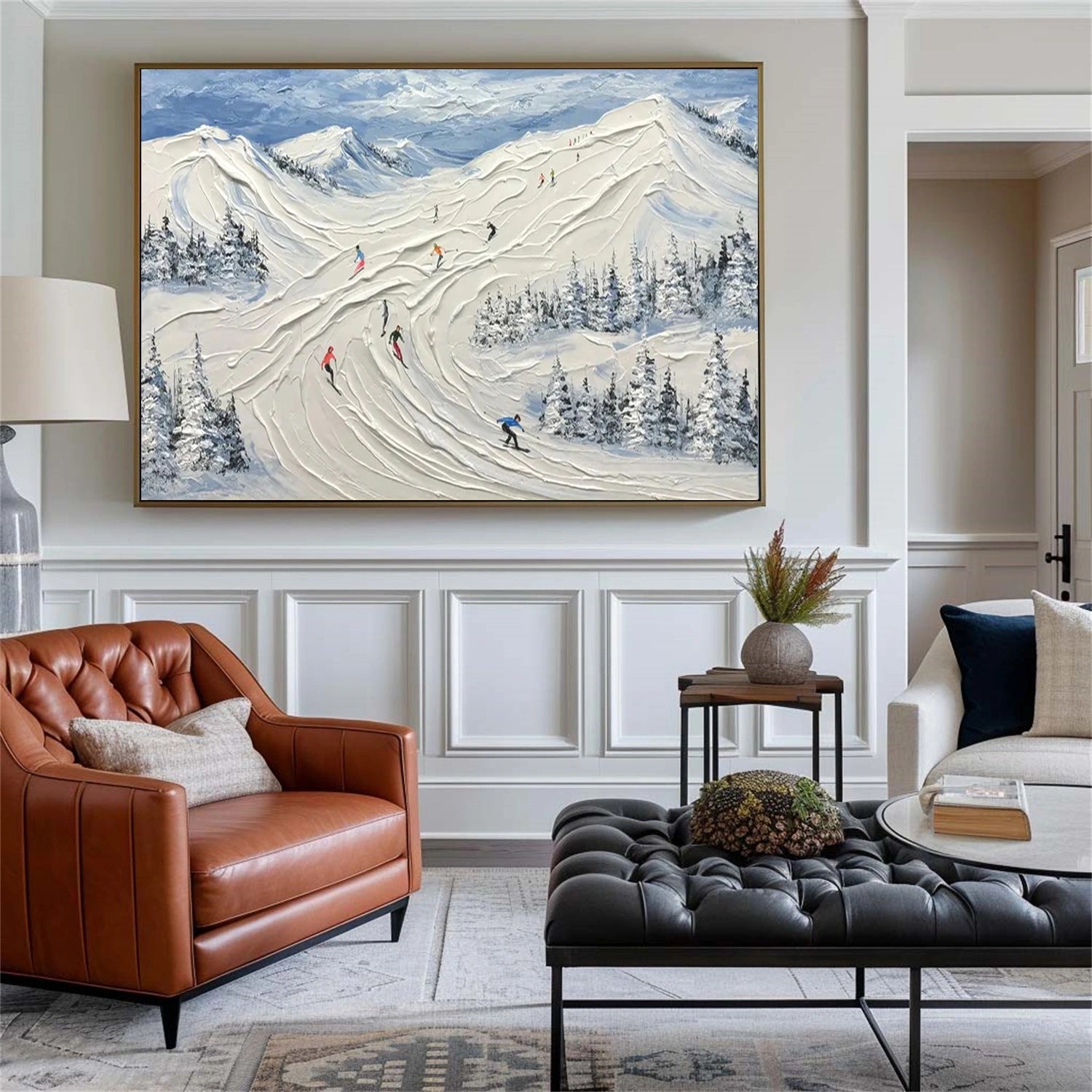 Skiing Sport Art Textured Painting Canvas # SP039