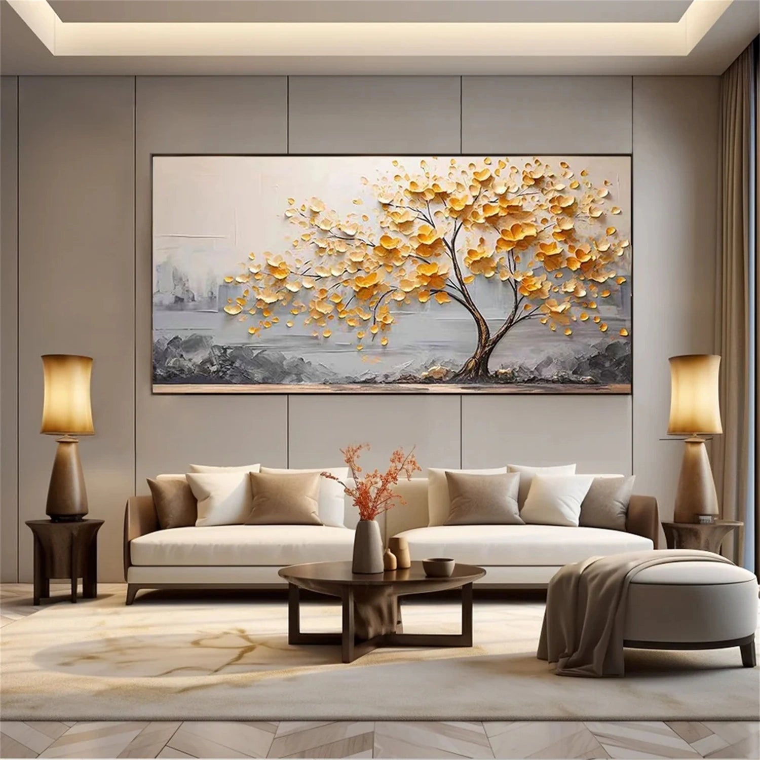 Custom Size Flower And Tree Painting #FT 123