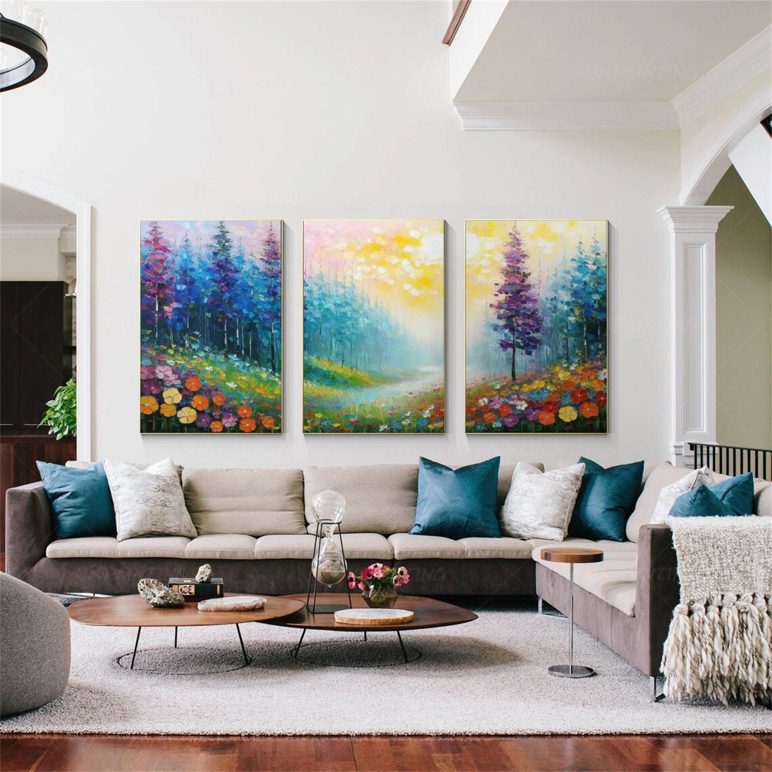 Colorful Abstract Urban Set of 3  Landscape Painting #UL 047