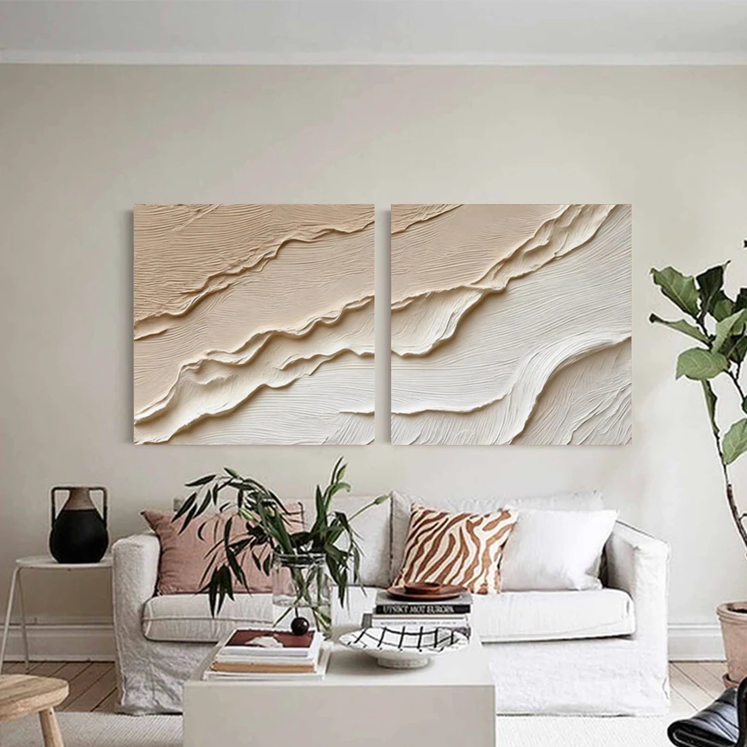 Minimalist Texture Canvas Square Set of 2 # MM411