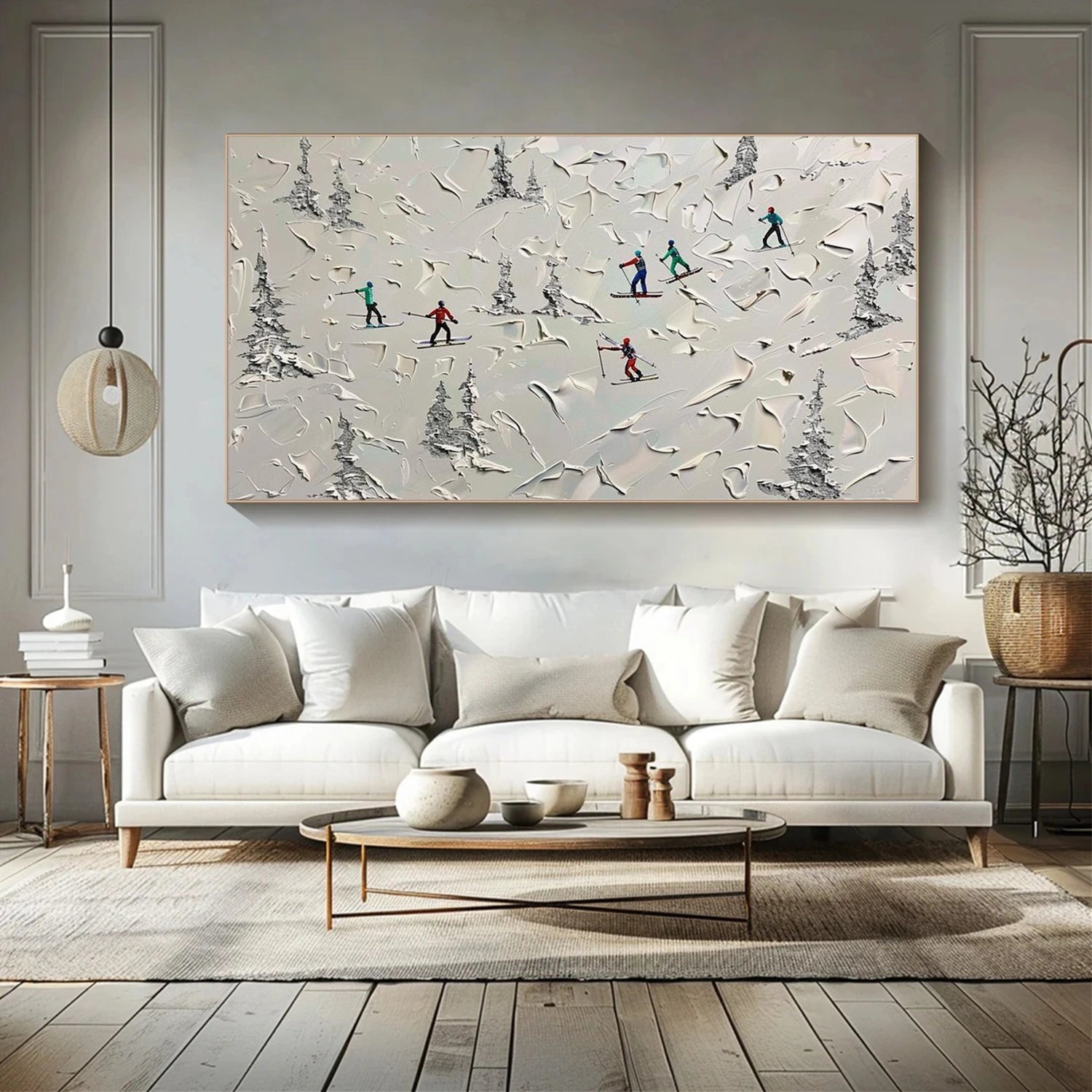 Skiing Sport Art Textured Painting Canvas  # SA070