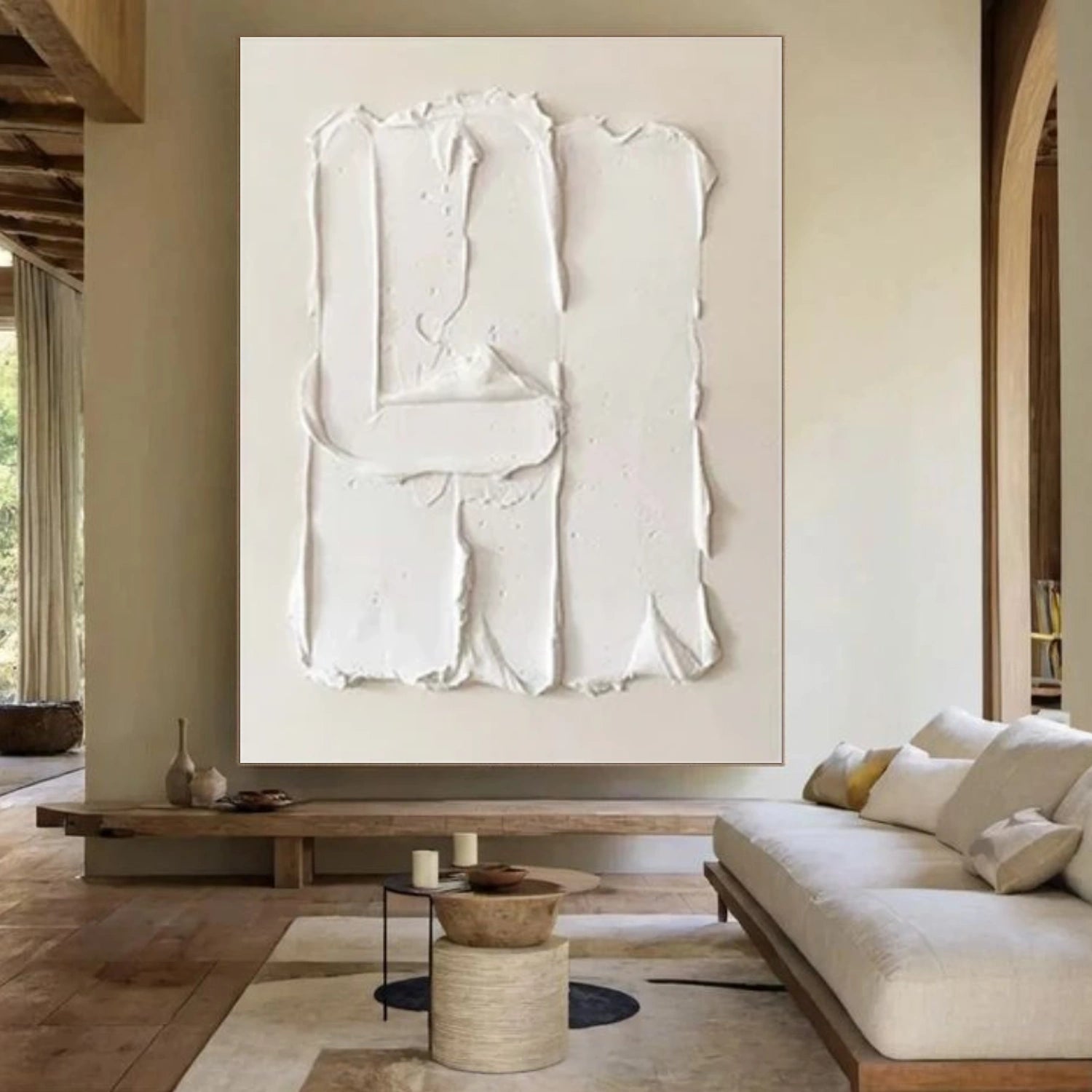 White Minimalist Textured Wall Art #MM350