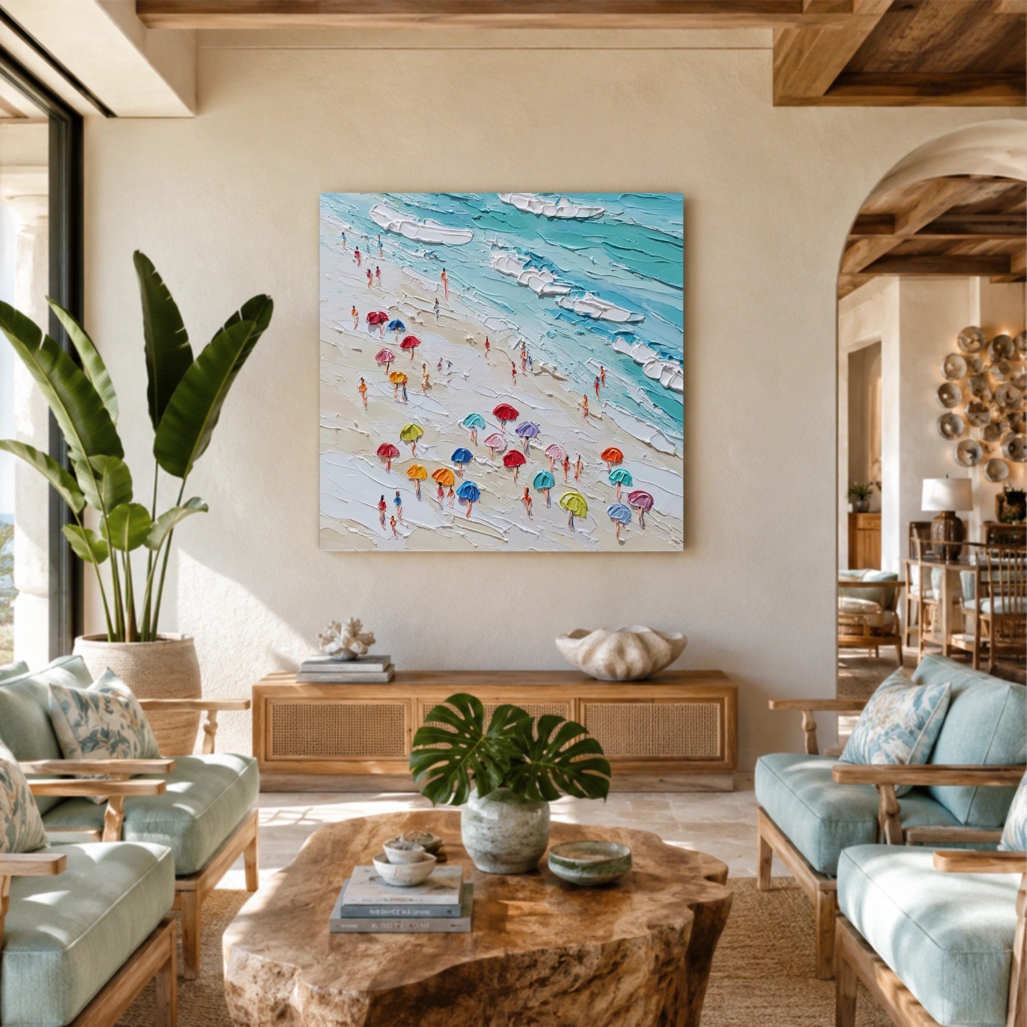 Ocean And Sky Abstract Texture Canvas Art #OS423