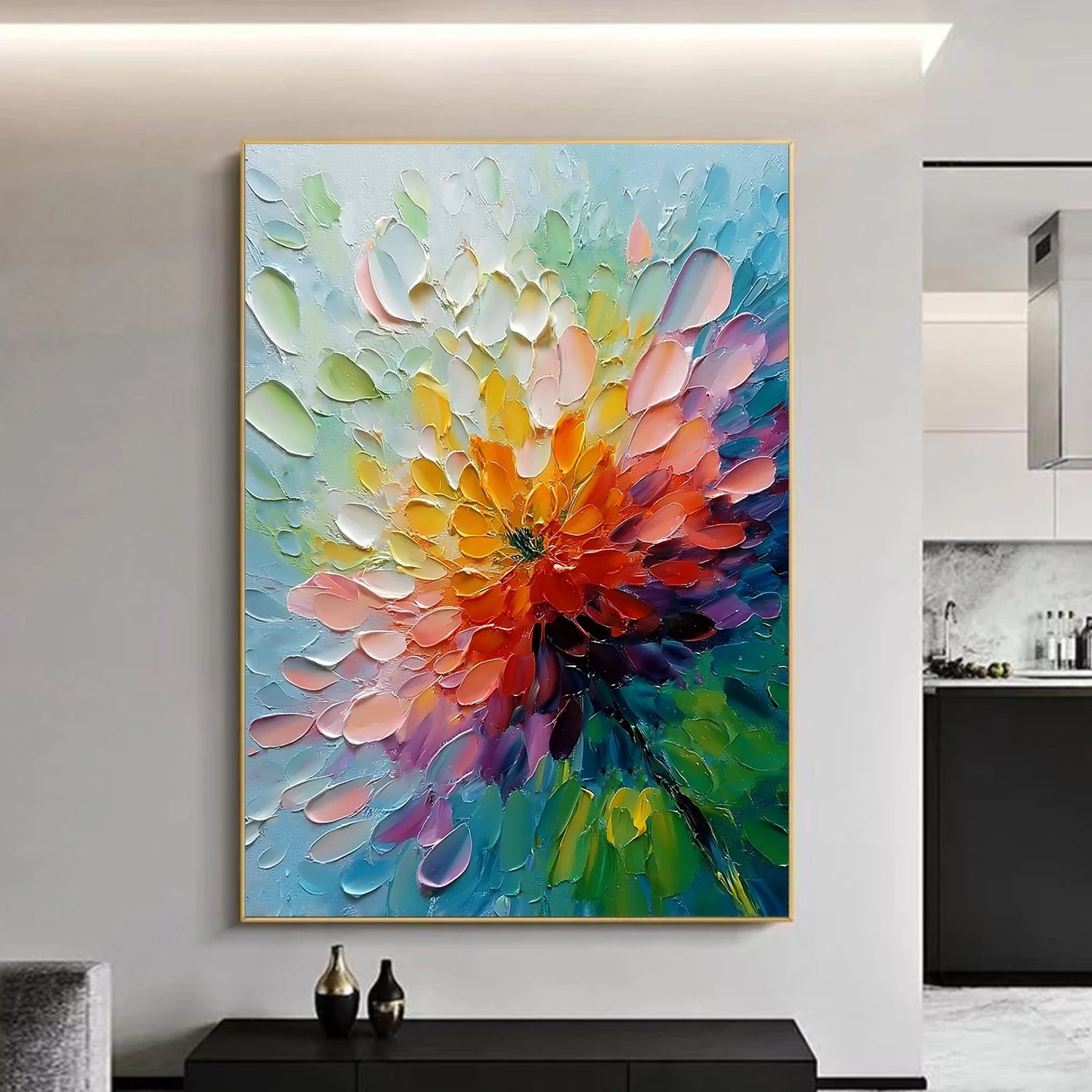 Colorful Flower & Tree Abstract Texture Canvas Art #FT 279