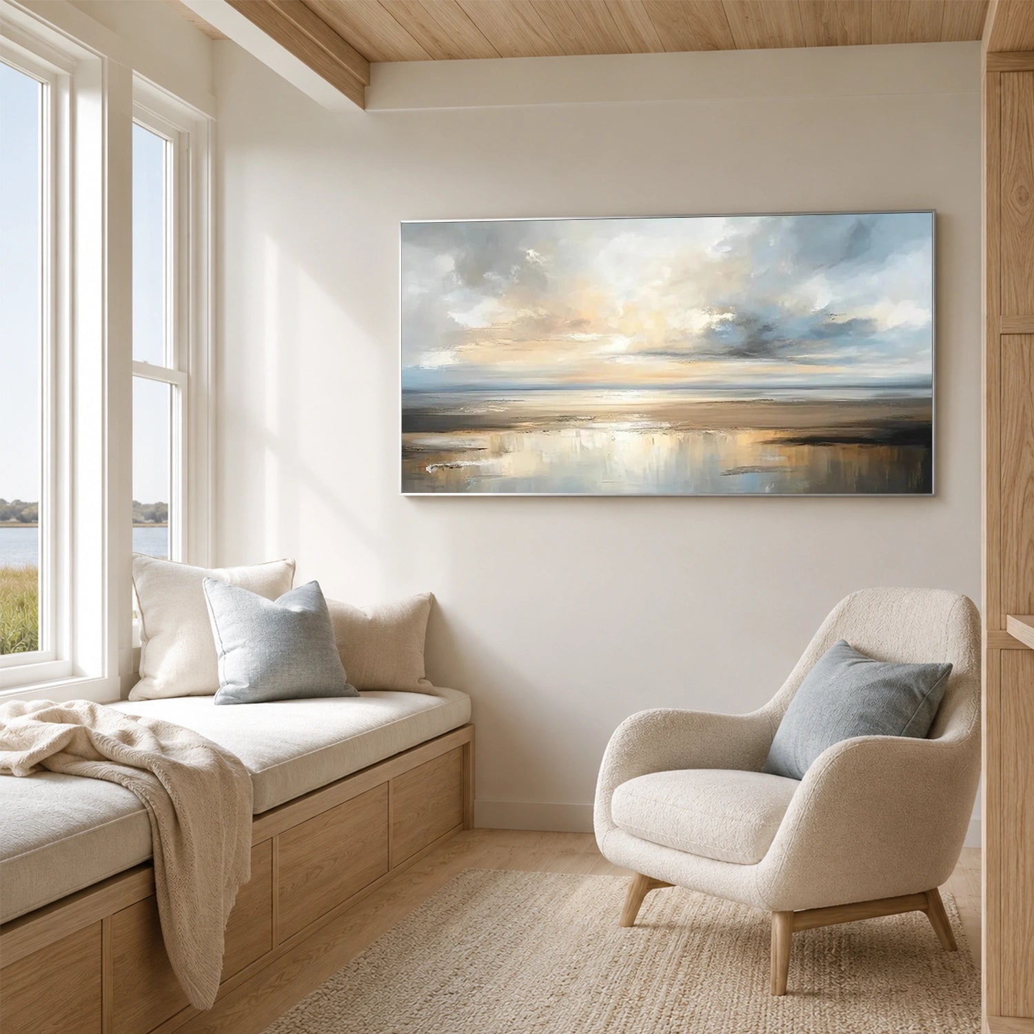 Ocean And Sky Abstract Canvas Art #OS466